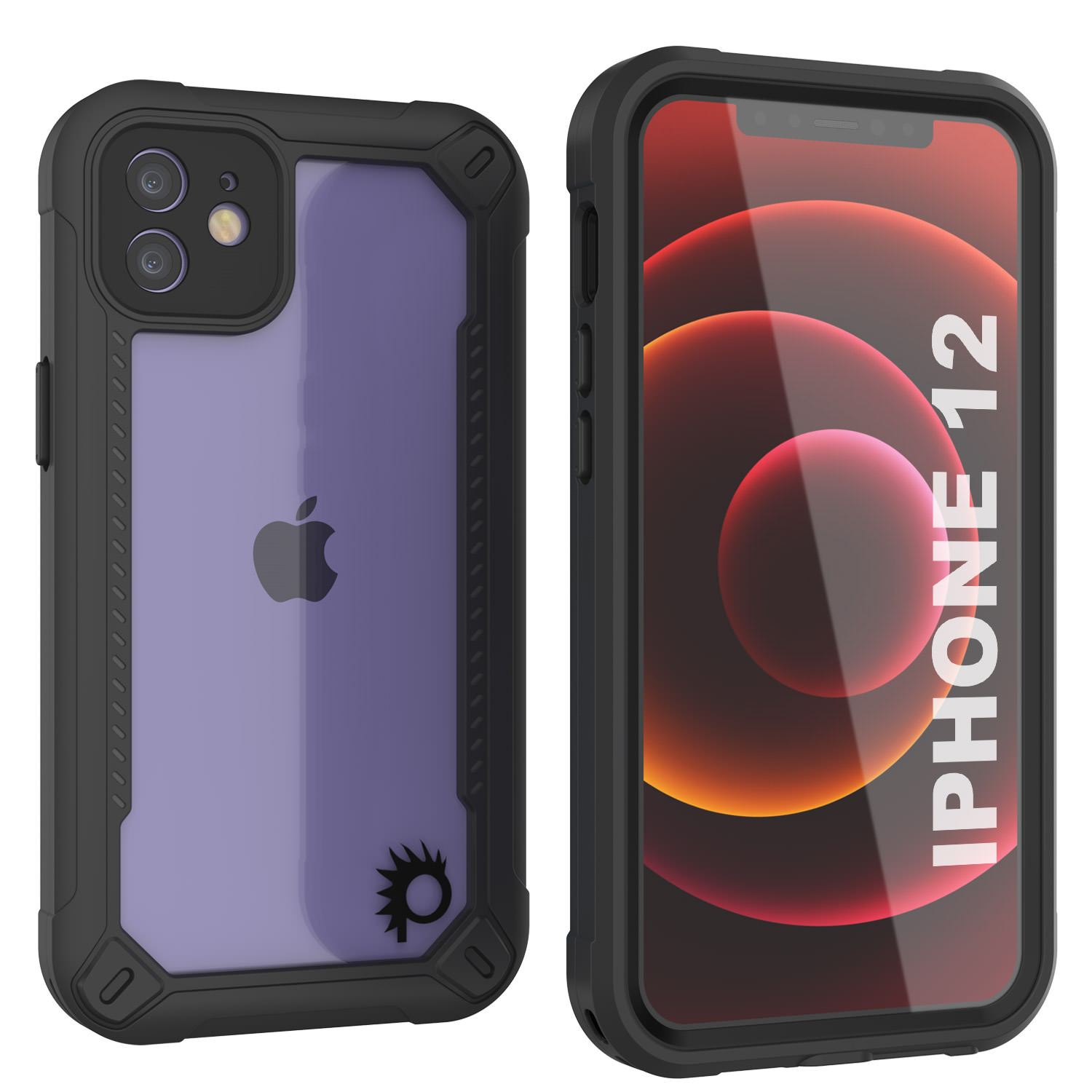 iPhone 12 Waterproof IP68 Case, Punkcase [Black]  [Maximus Series] [Slim Fit] [IP68 Certified] [Shockresistant] Clear Armor Cover with Screen Protector | Ultimate Protection