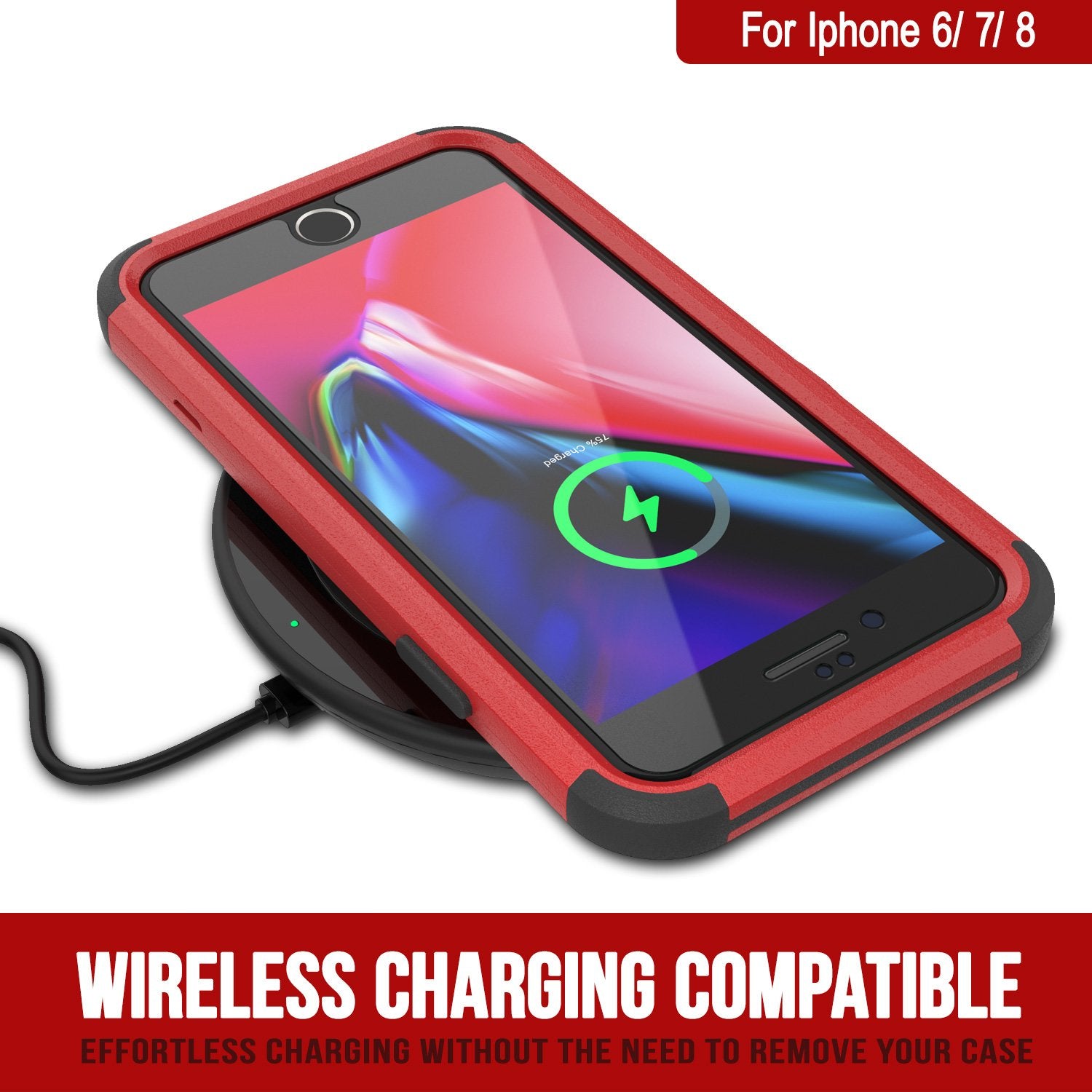 Punkcase for iPhone 7 Belt Clip Multilayer Holster Case [Patron Series] [Red-Black]