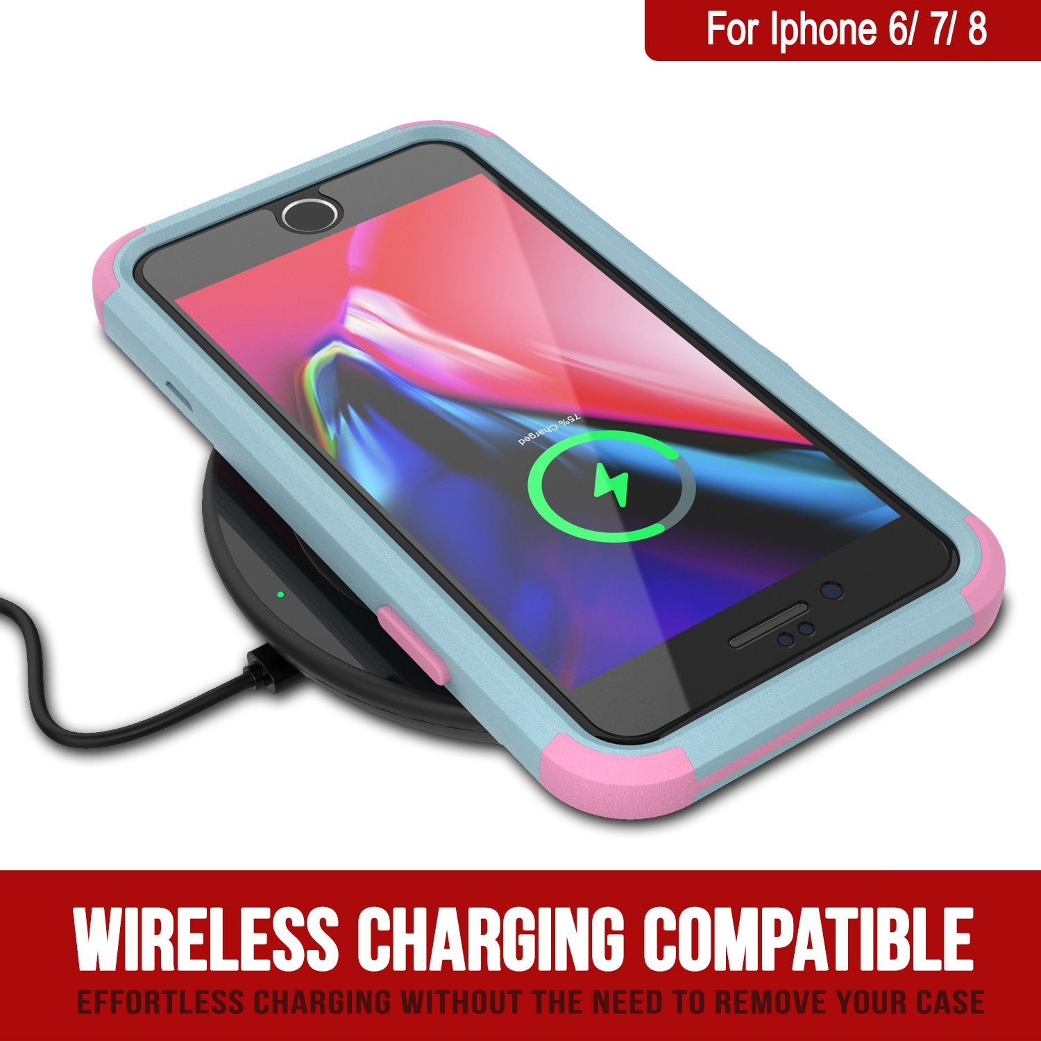 Punkcase for iPhone 7 Belt Clip Multilayer Holster Case [Patron Series] [Mint-Pink]