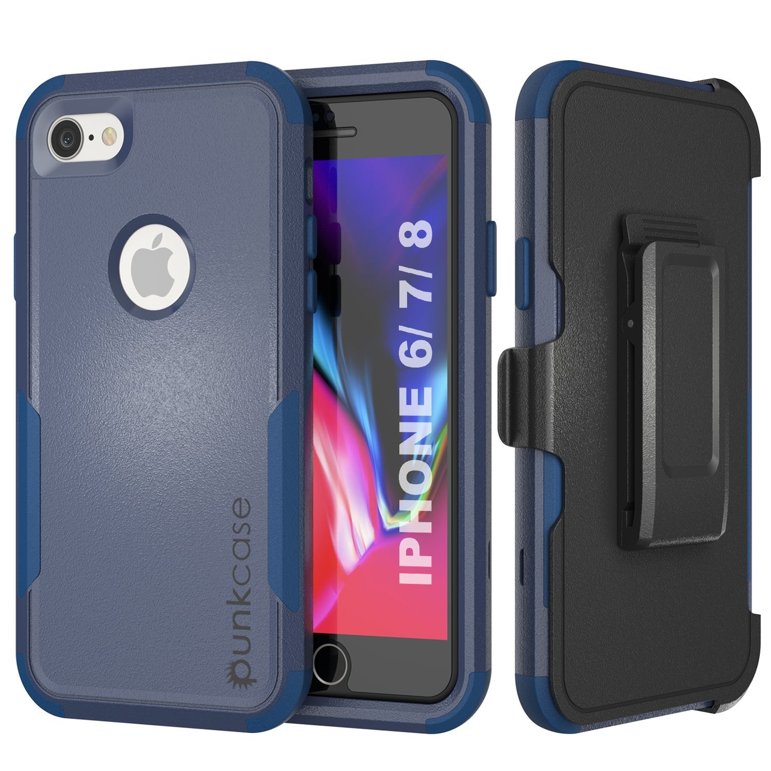 Punkcase for iPhone 7 Belt Clip Multilayer Holster Case [Patron Series] [Navy]