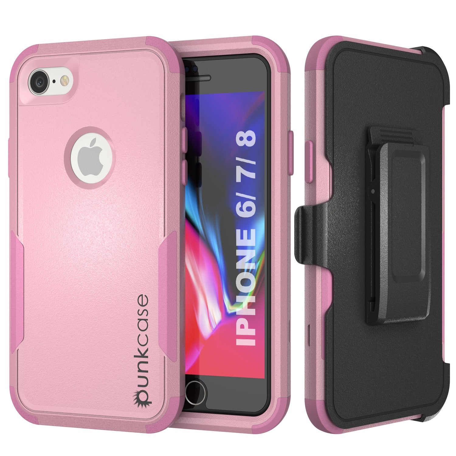 Punkcase for iPhone 7 Belt Clip Multilayer Holster Case [Patron Series] [Pink]