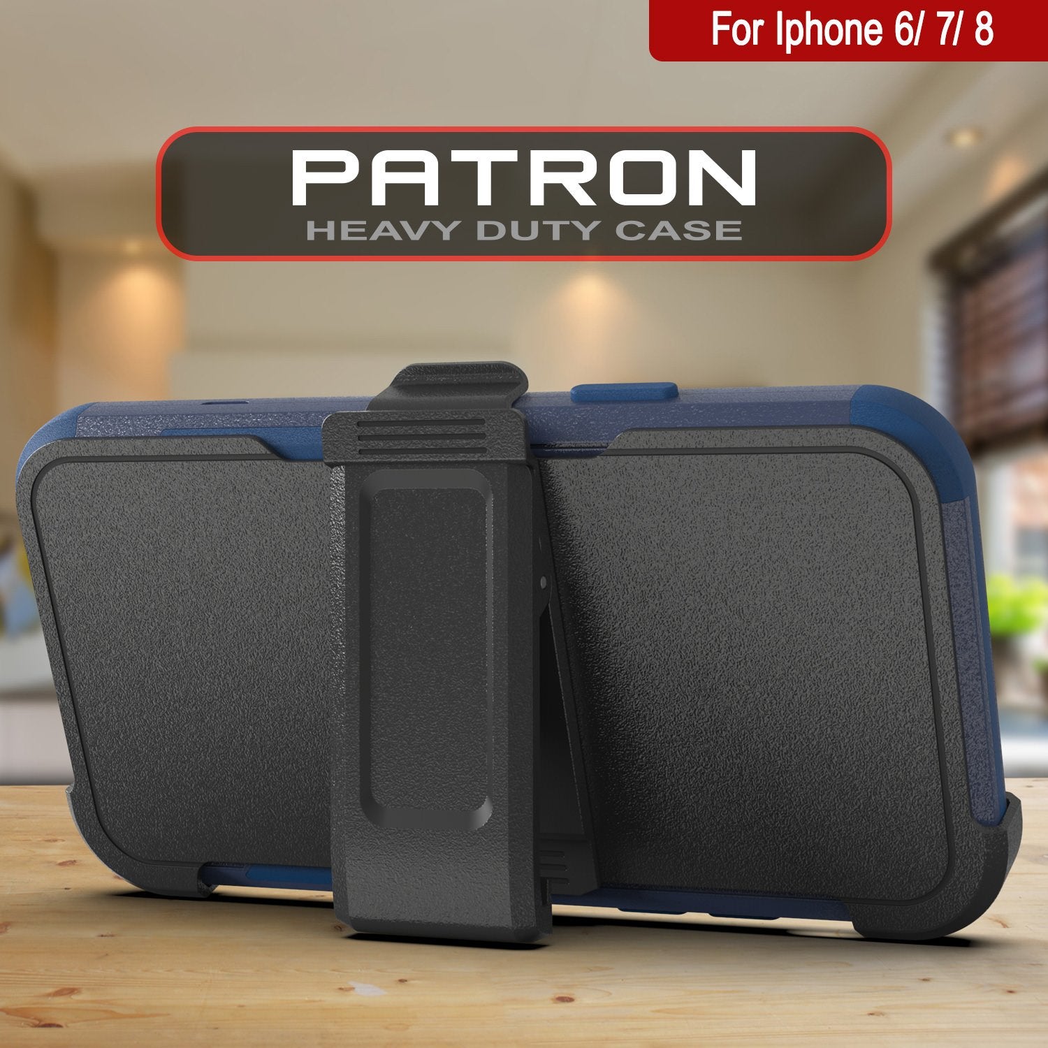 Punkcase for iPhone 8 Belt Clip Multilayer Holster Case [Patron Series] [Navy]