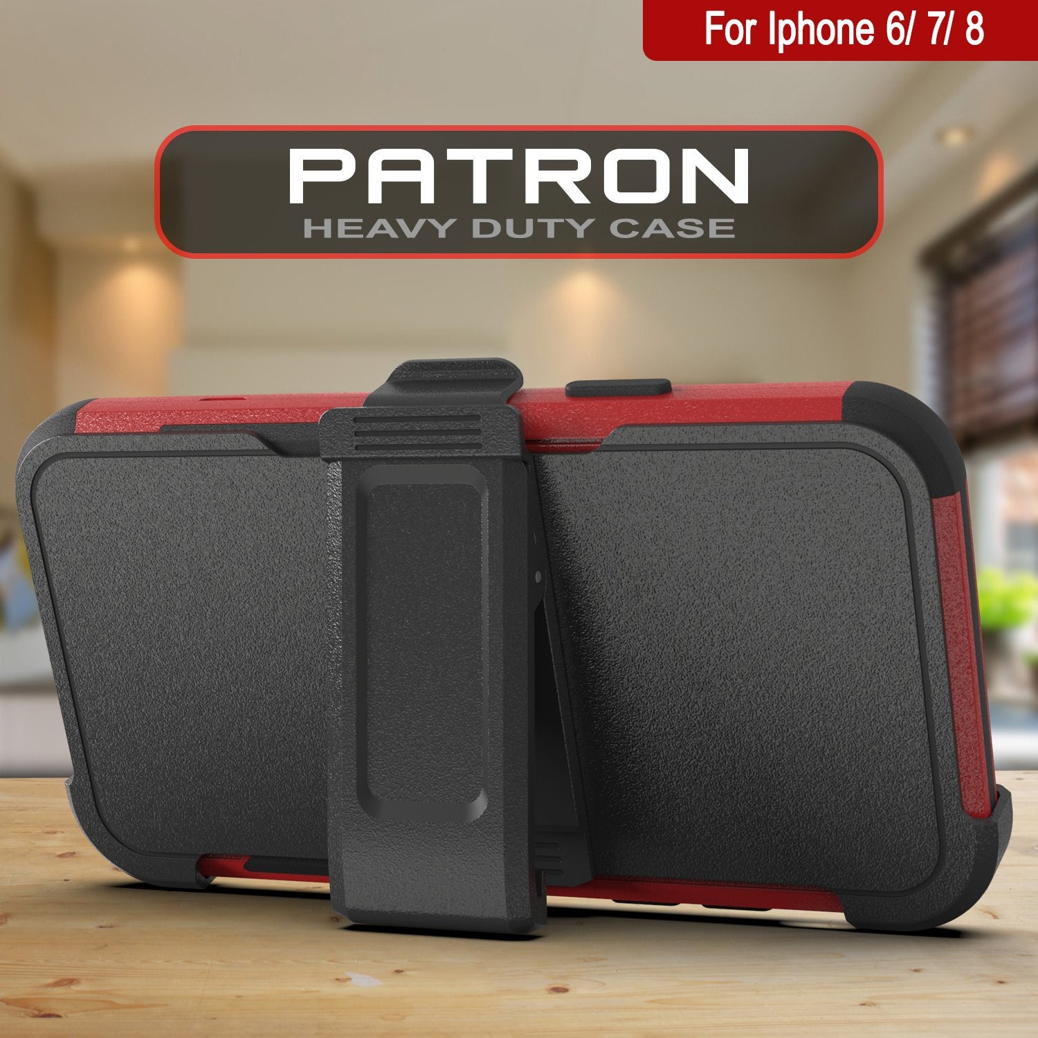 Punkcase for iPhone 8 Belt Clip Multilayer Holster Case [Patron Series] [Red-Black]