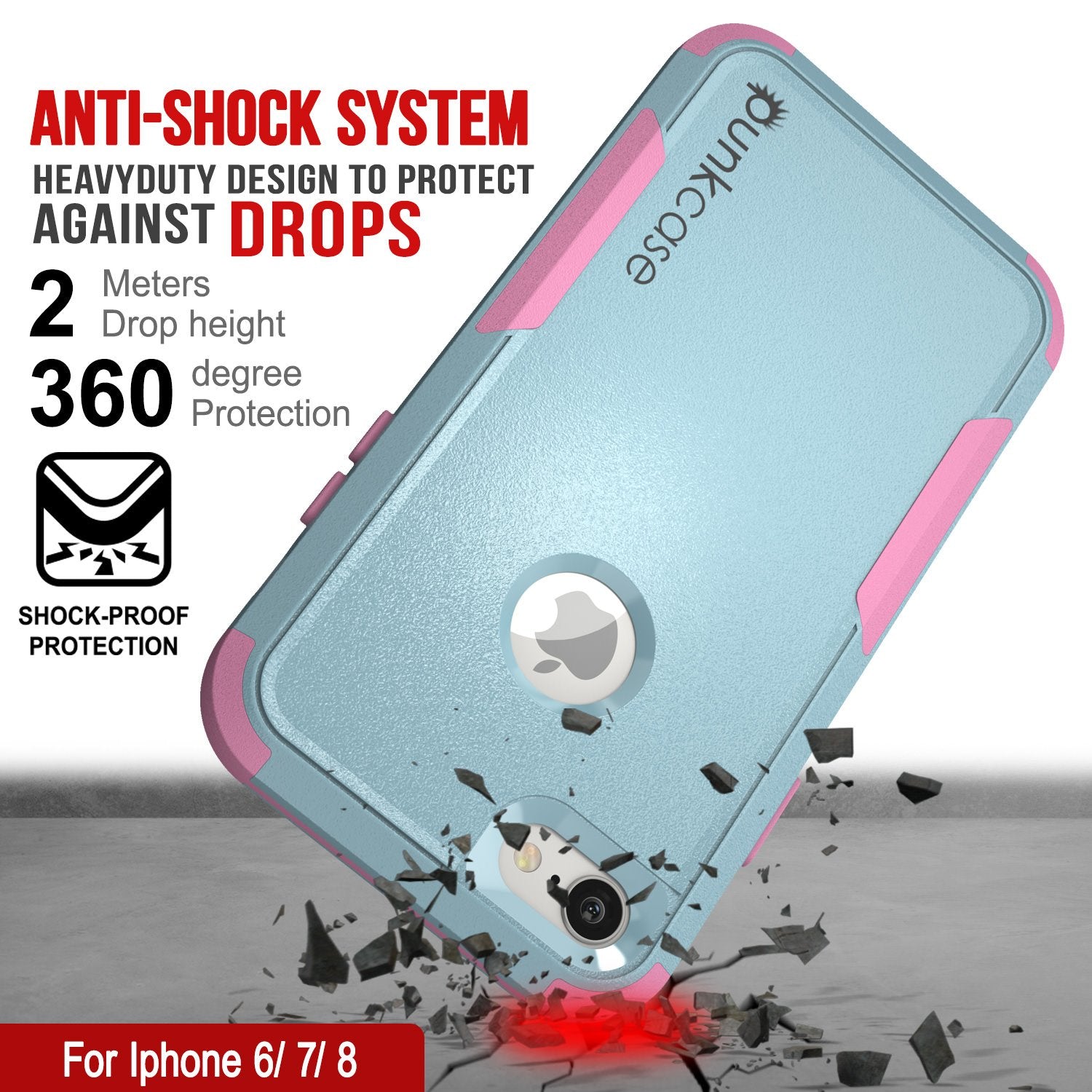 Punkcase for iPhone 7 Belt Clip Multilayer Holster Case [Patron Series] [Mint-Pink]