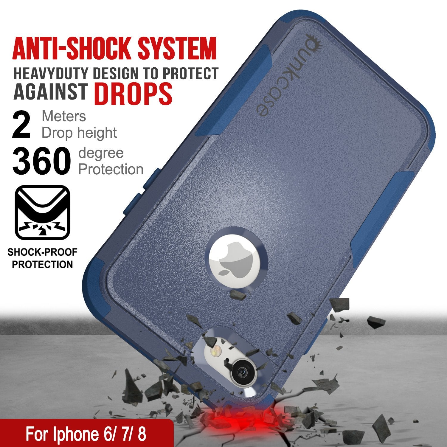 Punkcase for iPhone 7 Belt Clip Multilayer Holster Case [Patron Series] [Navy]