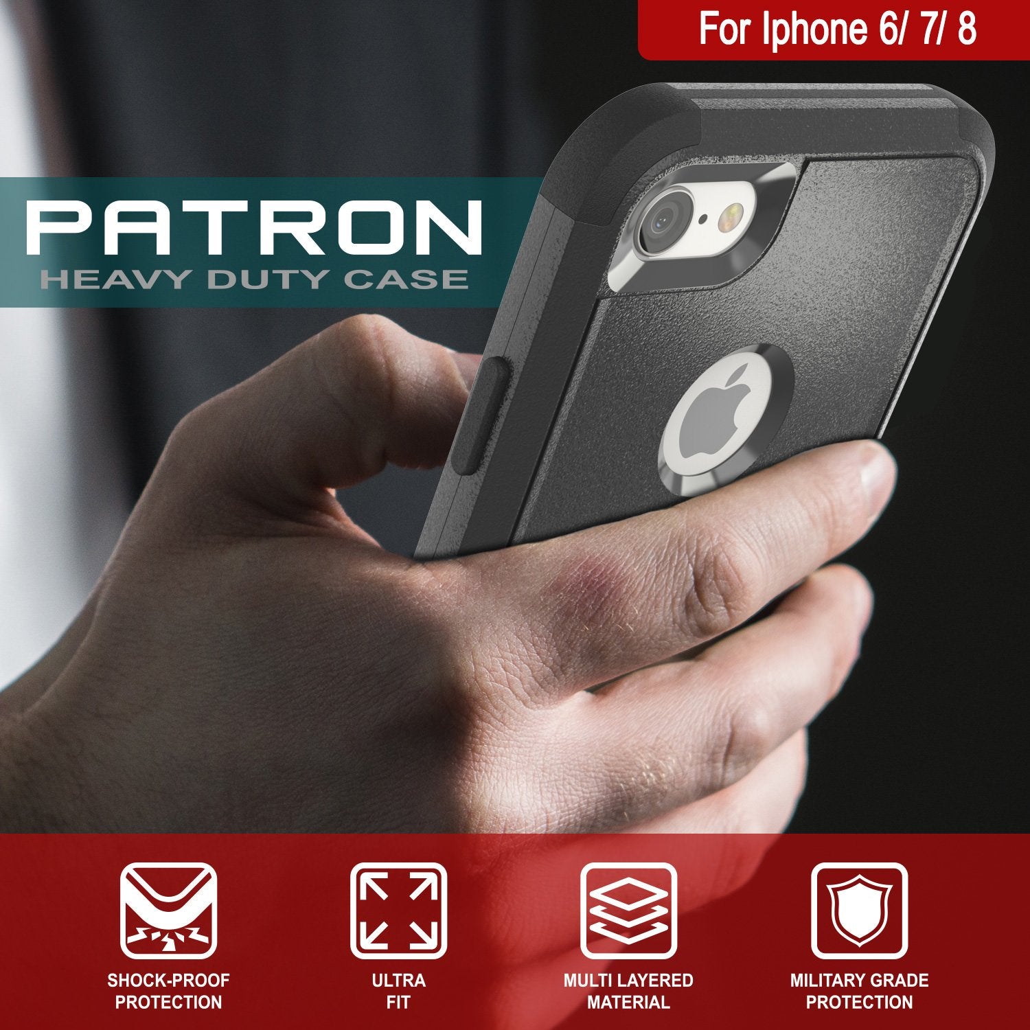 Punkcase for iPhone 6 Belt Clip Multilayer Holster Case [Patron Series] [Black]