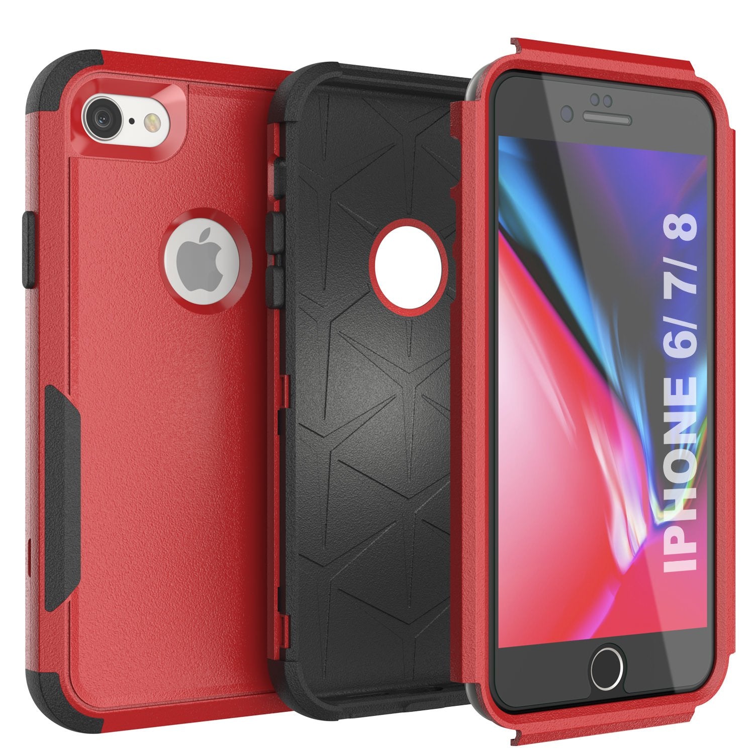 Punkcase for iPhone 8 Belt Clip Multilayer Holster Case [Patron Series] [Red-Black]