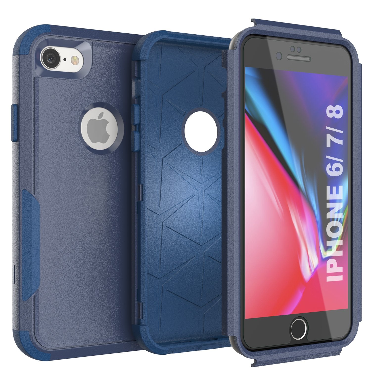 Punkcase for iPhone 8 Belt Clip Multilayer Holster Case [Patron Series] [Navy]