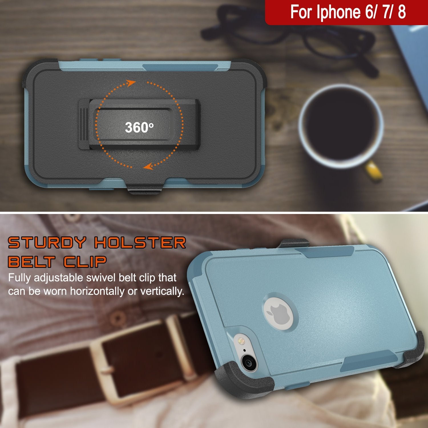 Punkcase for iPhone 7 Belt Clip Multilayer Holster Case [Patron Series] [Mint]