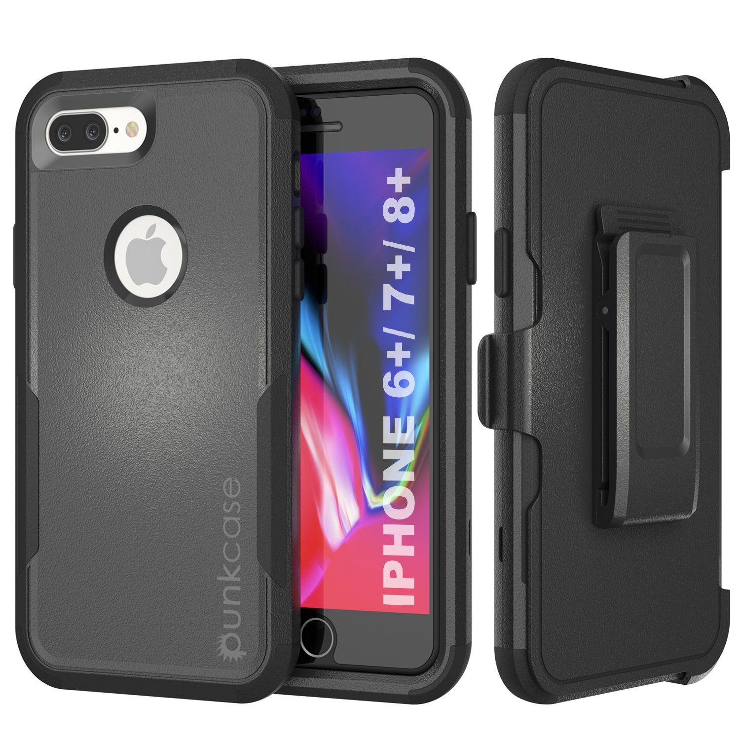 Punkcase for iPhone 7+ Plus Belt Clip Multilayer Holster Case [Patron Series] [Black]