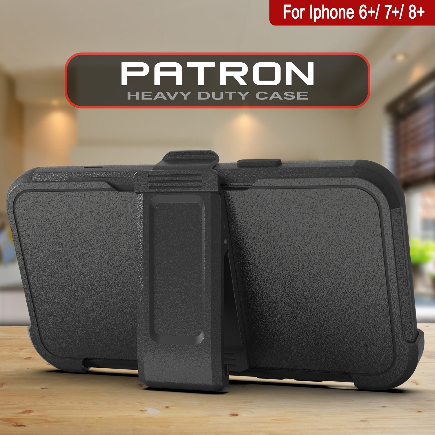 Punkcase for iPhone 7+ Plus Belt Clip Multilayer Holster Case [Patron Series] [Black]