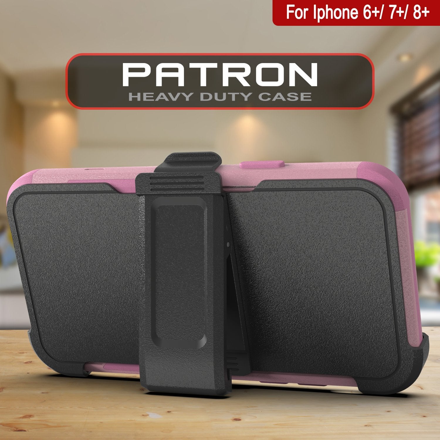 Punkcase for iPhone 7+ Plus Belt Clip Multilayer Holster Case [Patron Series] [Pink]