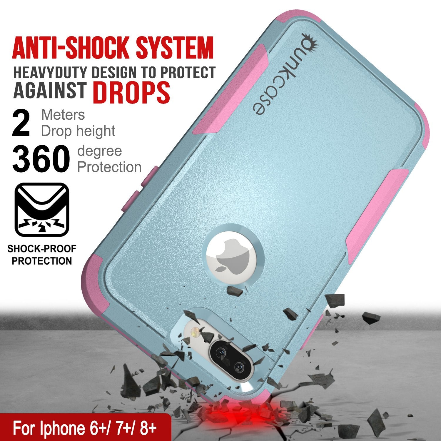Punkcase for iPhone 6+ Plus Belt Clip Multilayer Holster Case [Patron Series] [Mint-Pink]