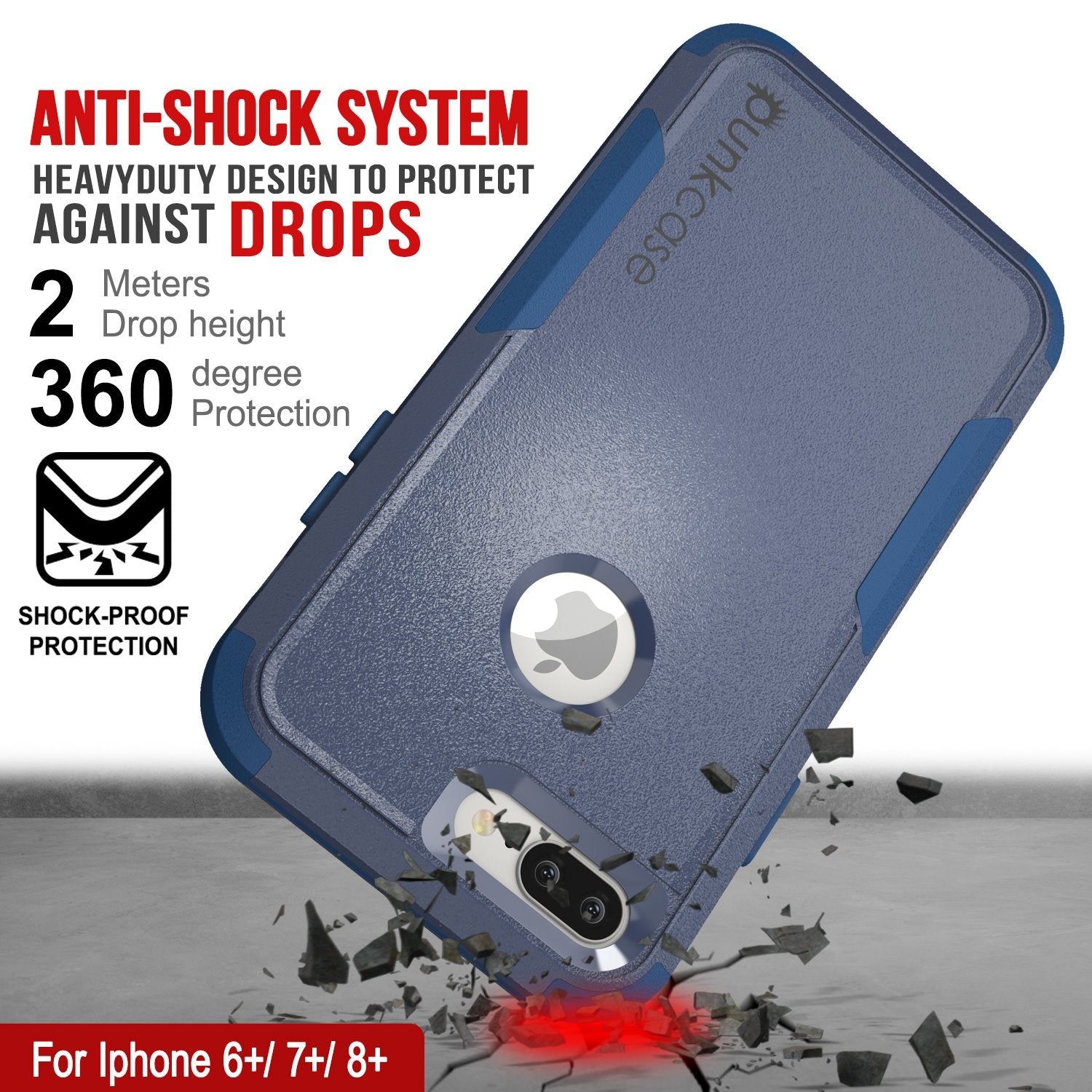 Punkcase for iPhone 6+ Plus Belt Clip Multilayer Holster Case [Patron Series] [Navy]