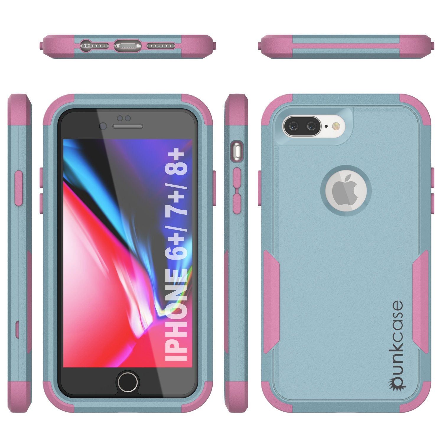 Punkcase for iPhone 8+ Plus Belt Clip Multilayer Holster Case [Patron Series] [Mint-Pink]