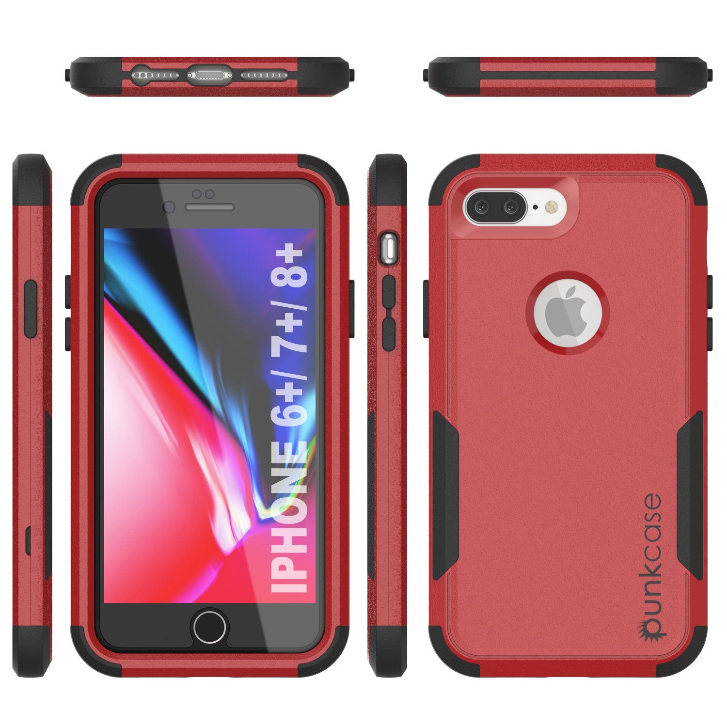 Punkcase for iPhone 8+ Plus Belt Clip Multilayer Holster Case [Patron Series] [Red-Black]