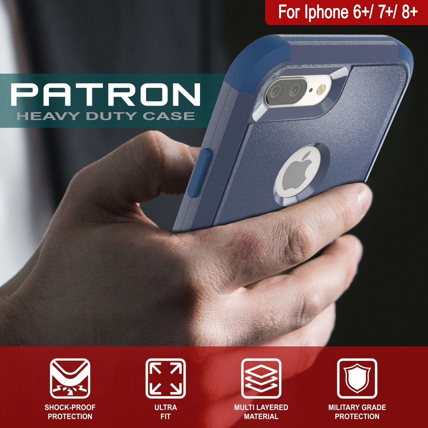 Punkcase for iPhone 6+ Plus Belt Clip Multilayer Holster Case [Patron Series] [Navy]
