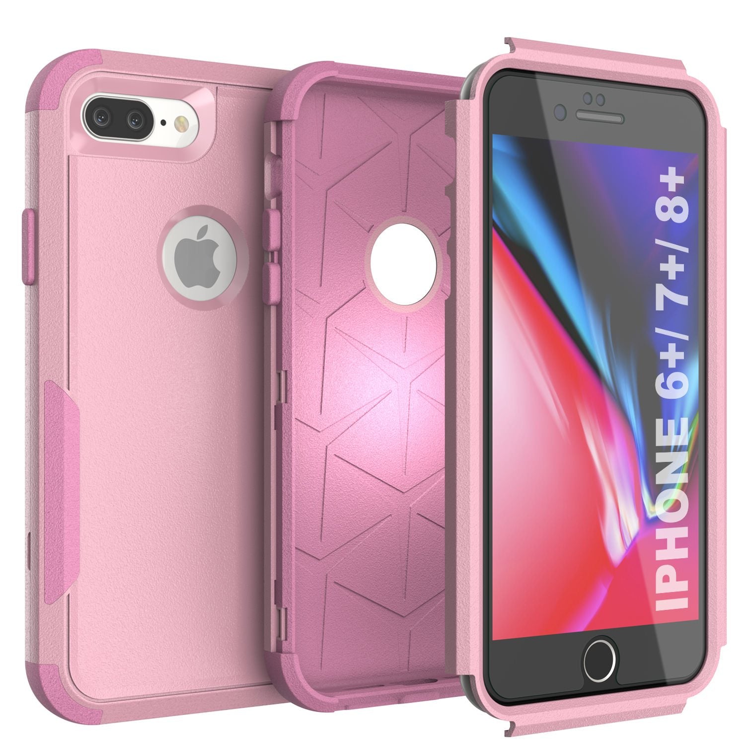 Punkcase for iPhone 7+ Plus Belt Clip Multilayer Holster Case [Patron Series] [Pink]