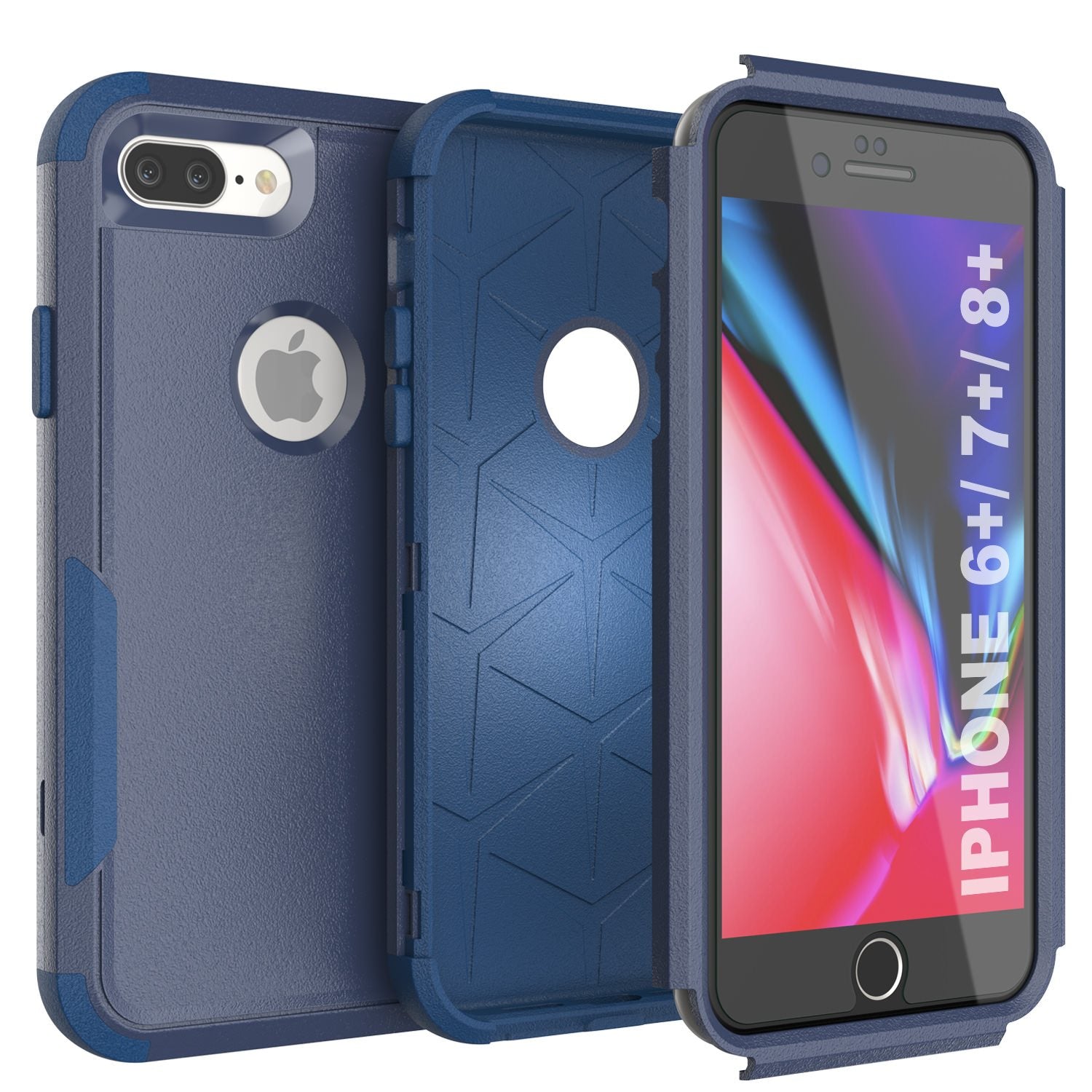 Punkcase for iPhone 7+ Plus Belt Clip Multilayer Holster Case [Patron Series] [Navy]