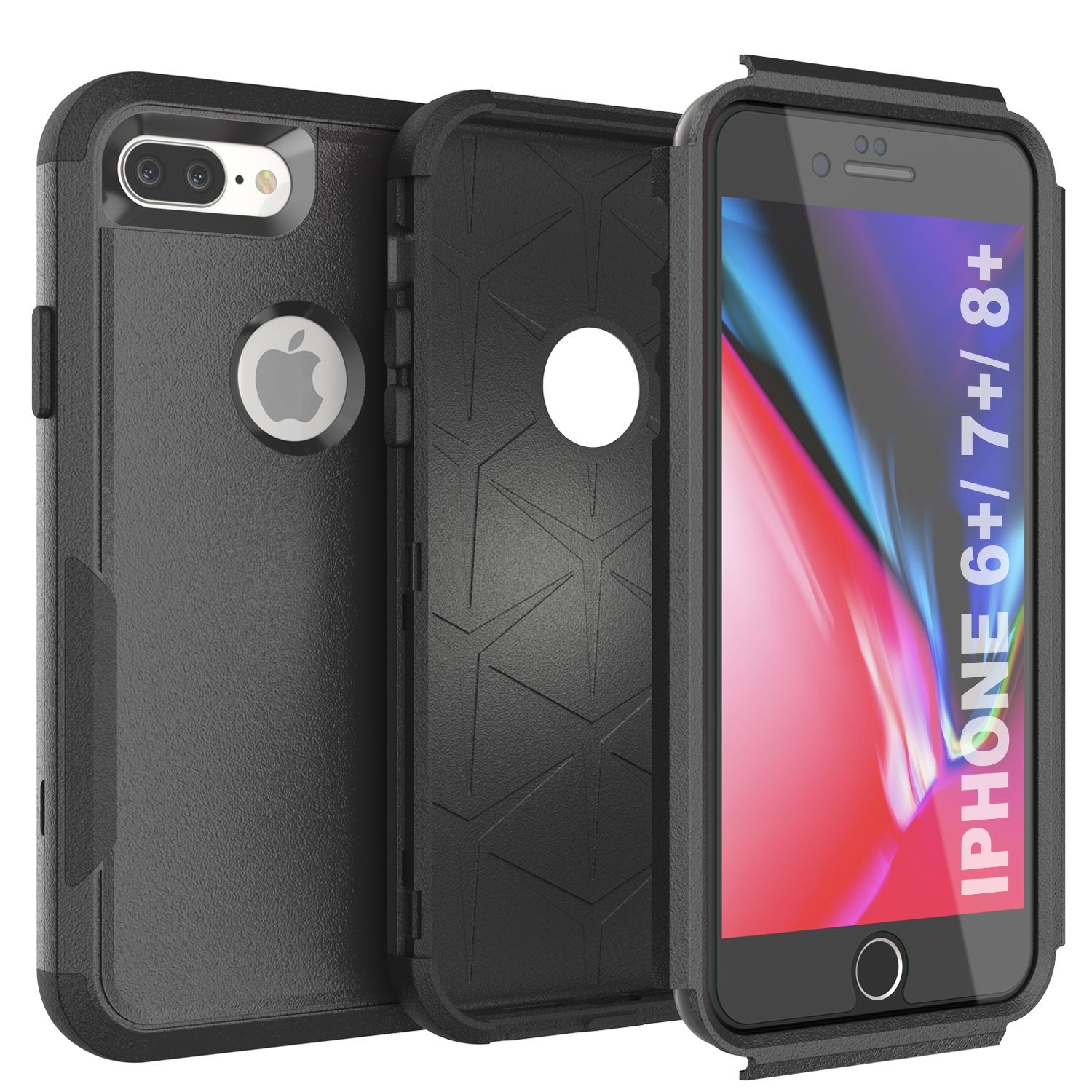 Punkcase for iPhone 7+ Plus Belt Clip Multilayer Holster Case [Patron Series] [Black]