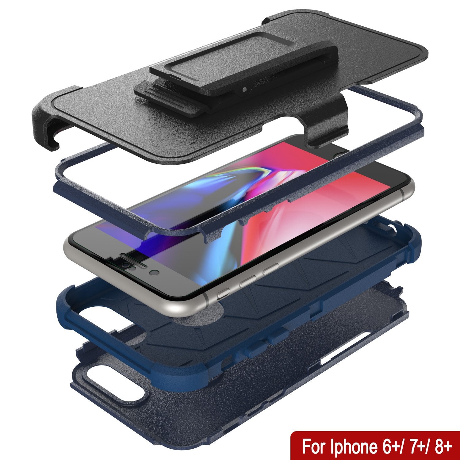 Punkcase for iPhone 6+ Plus Belt Clip Multilayer Holster Case [Patron Series] [Navy]