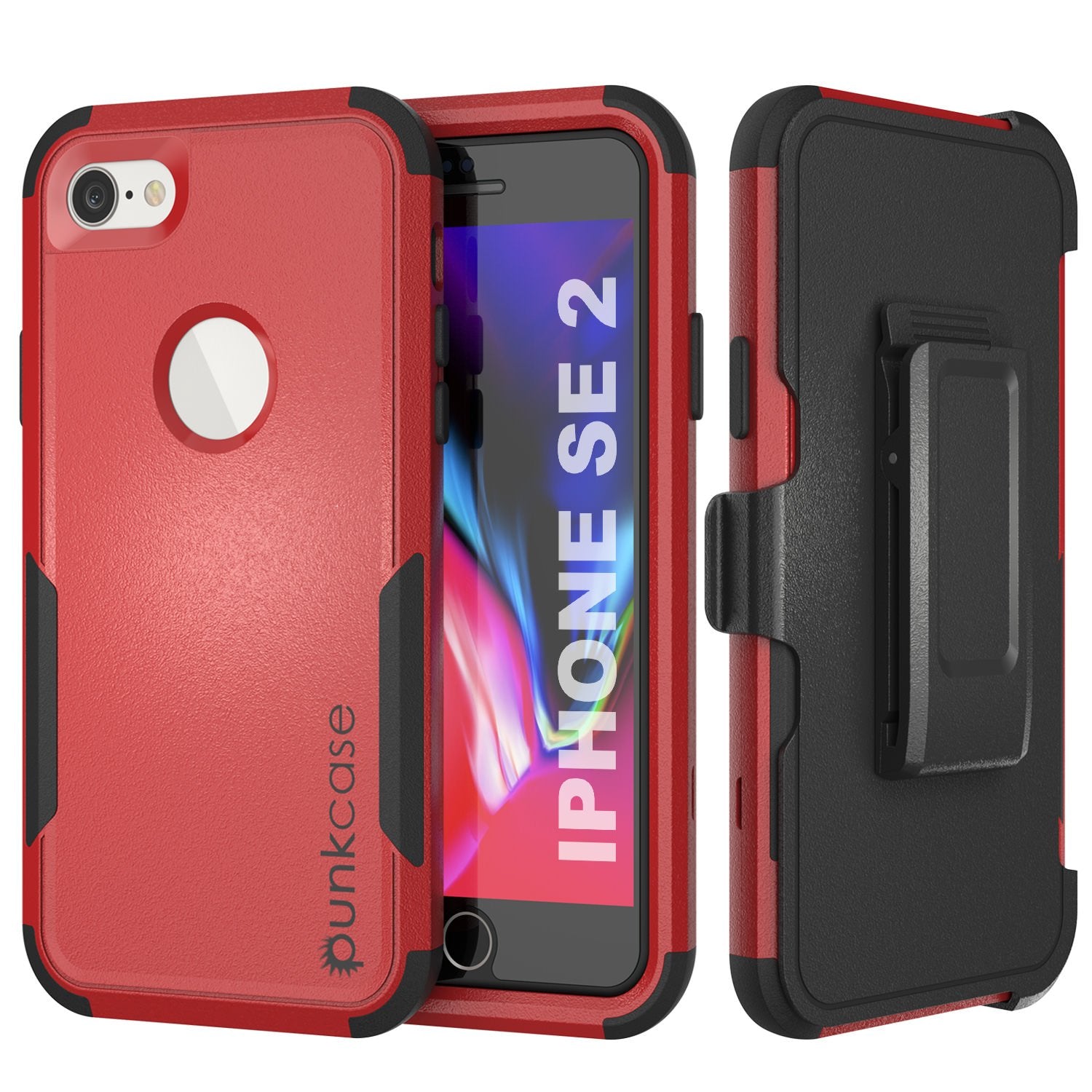 Punkcase for iPhone SE Belt Clip Multilayer Holster Case [Patron Series] [Red-Black]