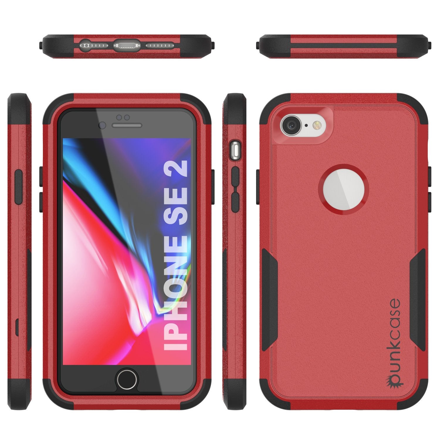 Punkcase for iPhone SE Belt Clip Multilayer Holster Case [Patron Series] [Red-Black]
