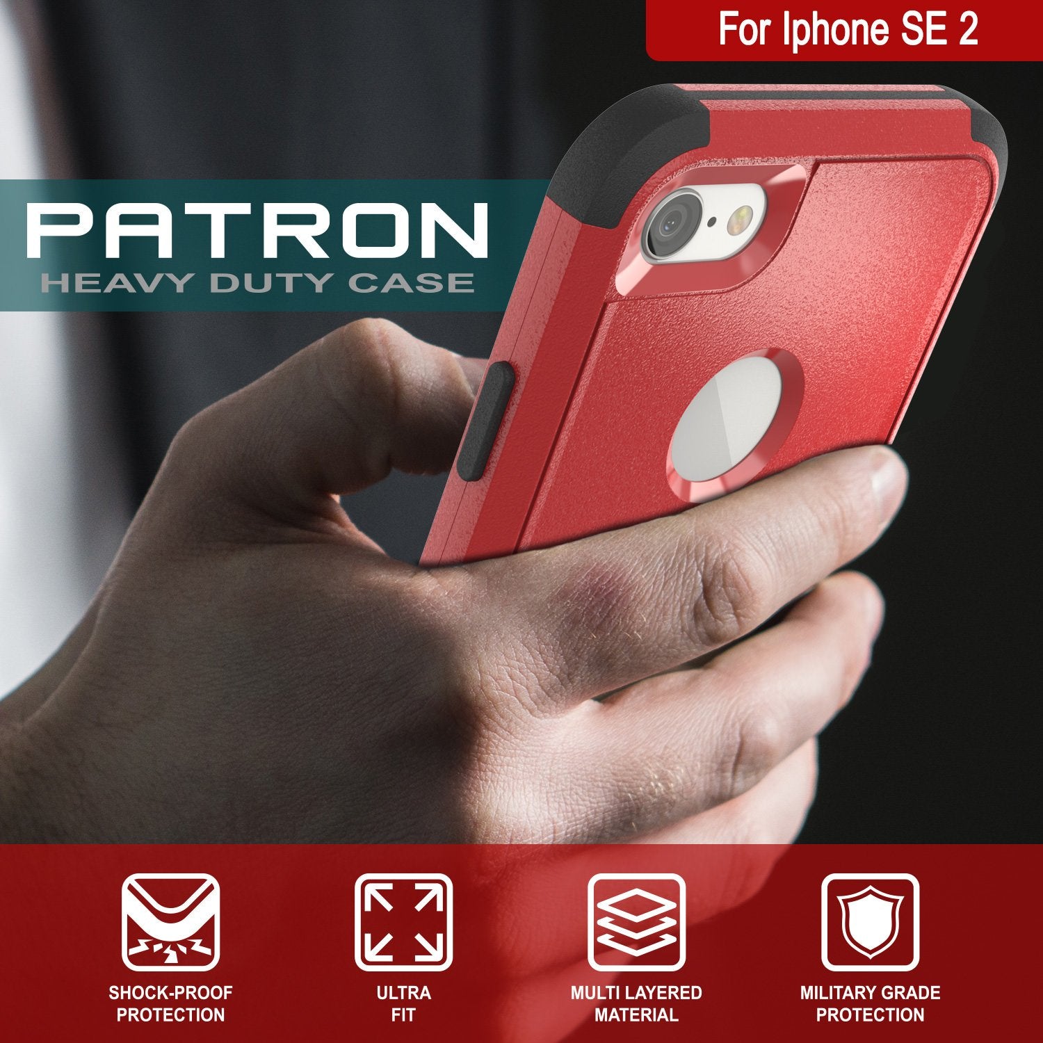 Punkcase for iPhone SE Belt Clip Multilayer Holster Case [Patron Series] [Red-Black]