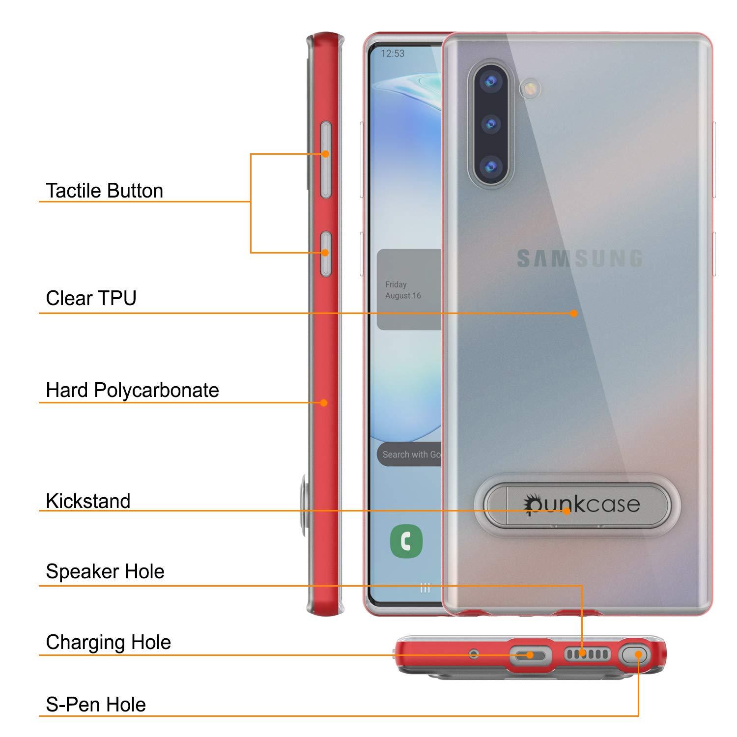 Galaxy Note 10 Lucid 3.0 PunkCase Armor Cover w/Integrated Kickstand and Screen Protector [Red]