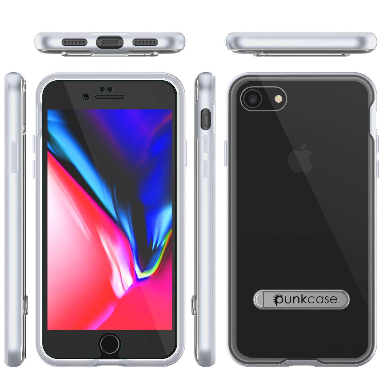 PunkCase iPhone 8 Lucid 3.0 Screen Protector W/ Anti-Shock Case [Silver]