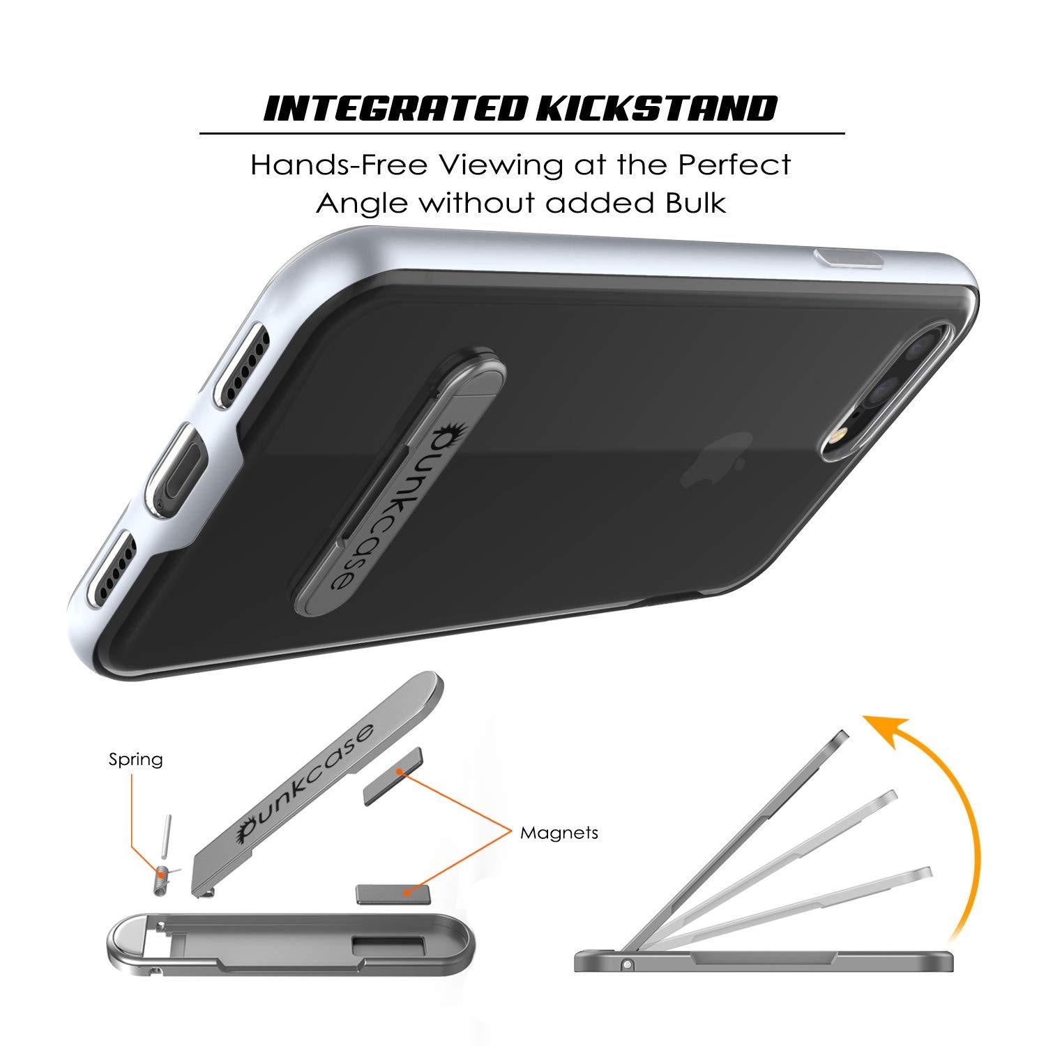 PunkCase iPhone 8+ Plus Lucid 3.0 Screen Protector W/ Anti-Shock Case [Silver]