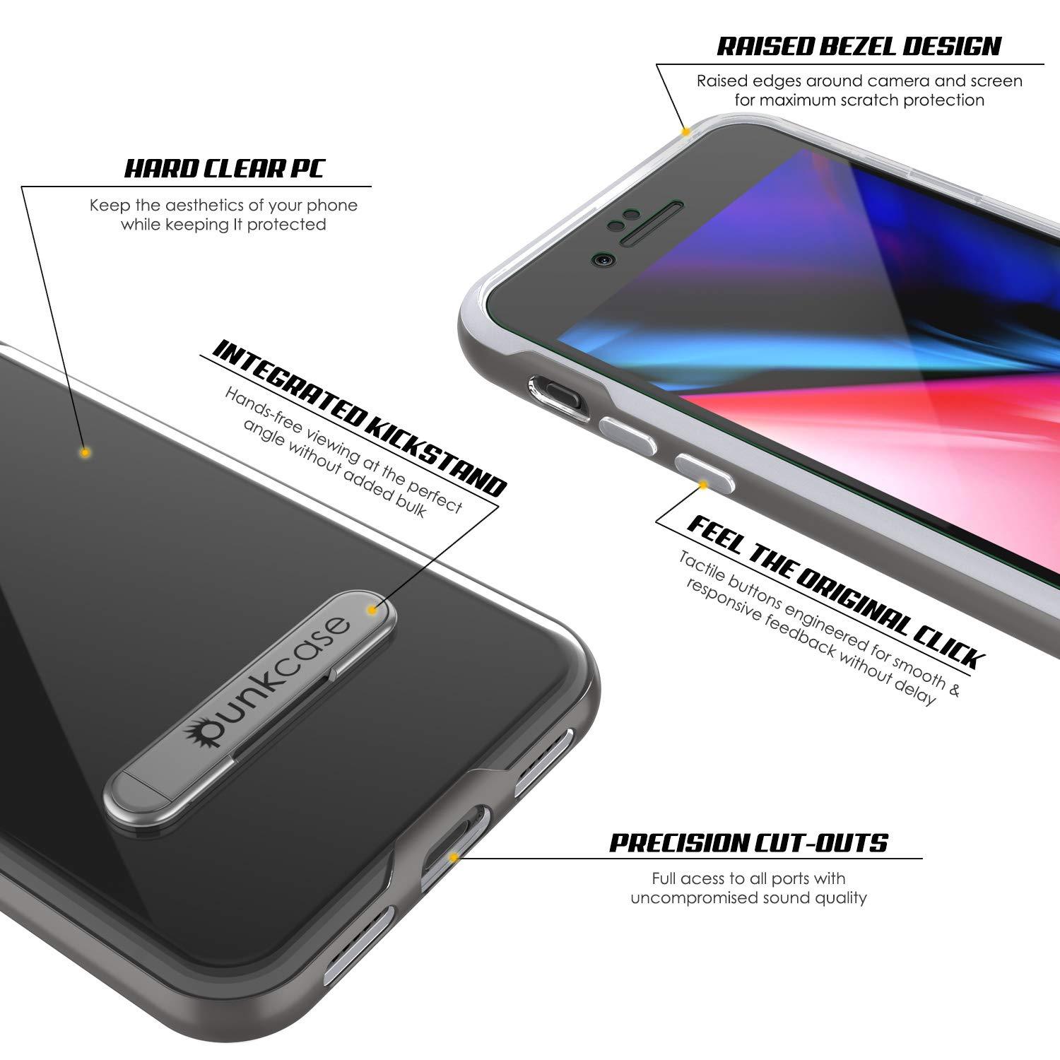 PunkCase iPhone 8+ Plus Lucid 3.0 Screen Protector W/ Anti-Shock Case [Grey]