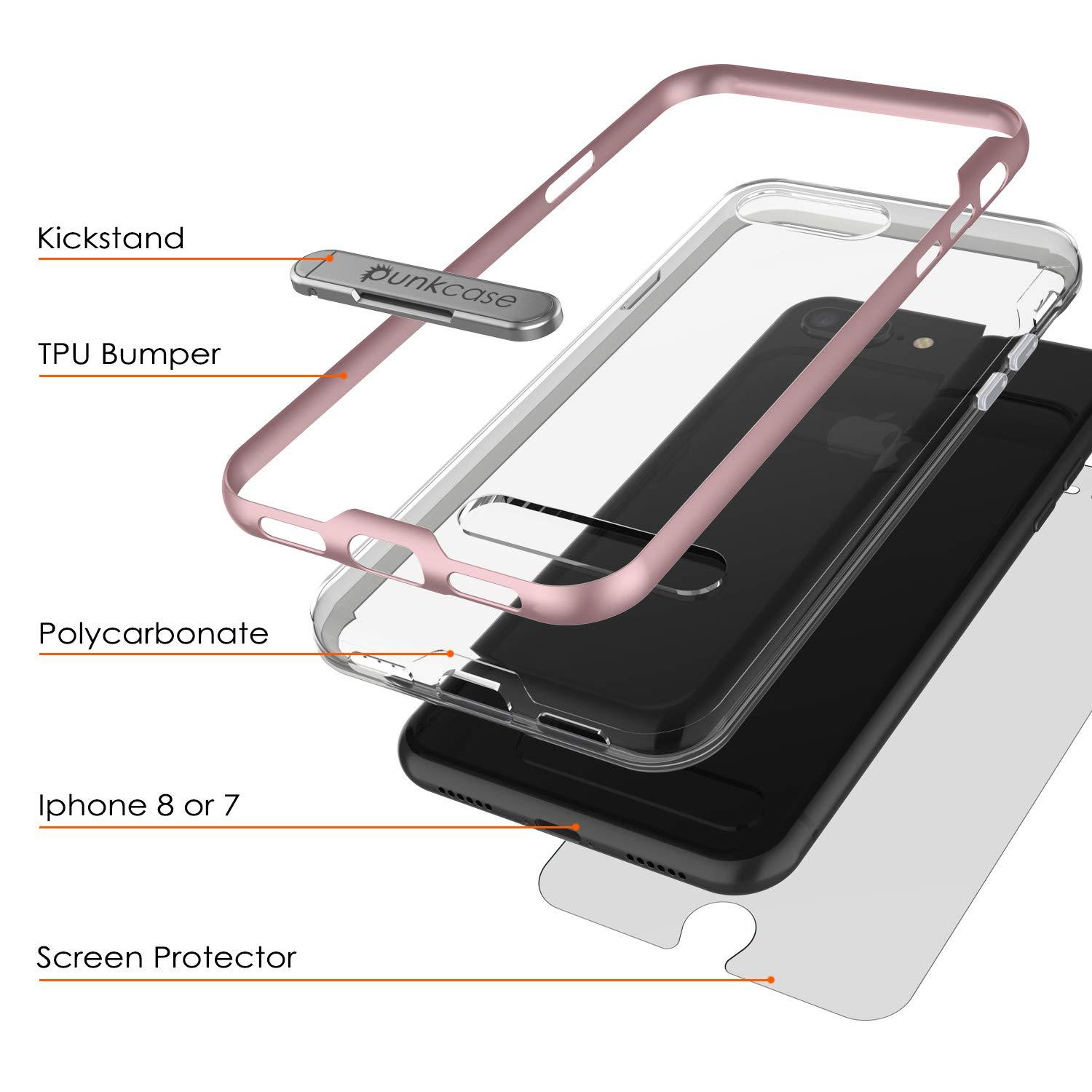 PunkCase iPhone 8+ Plus Lucid 3.0 Screen Protector & Anti Shock Case | Rose Gold