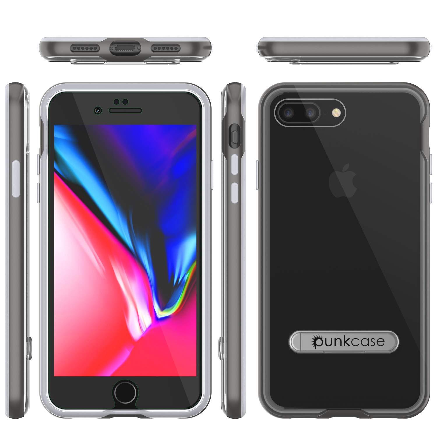 PunkCase iPhone 8+ Plus Lucid 3.0 Screen Protector W/ Anti-Shock Case [Grey]