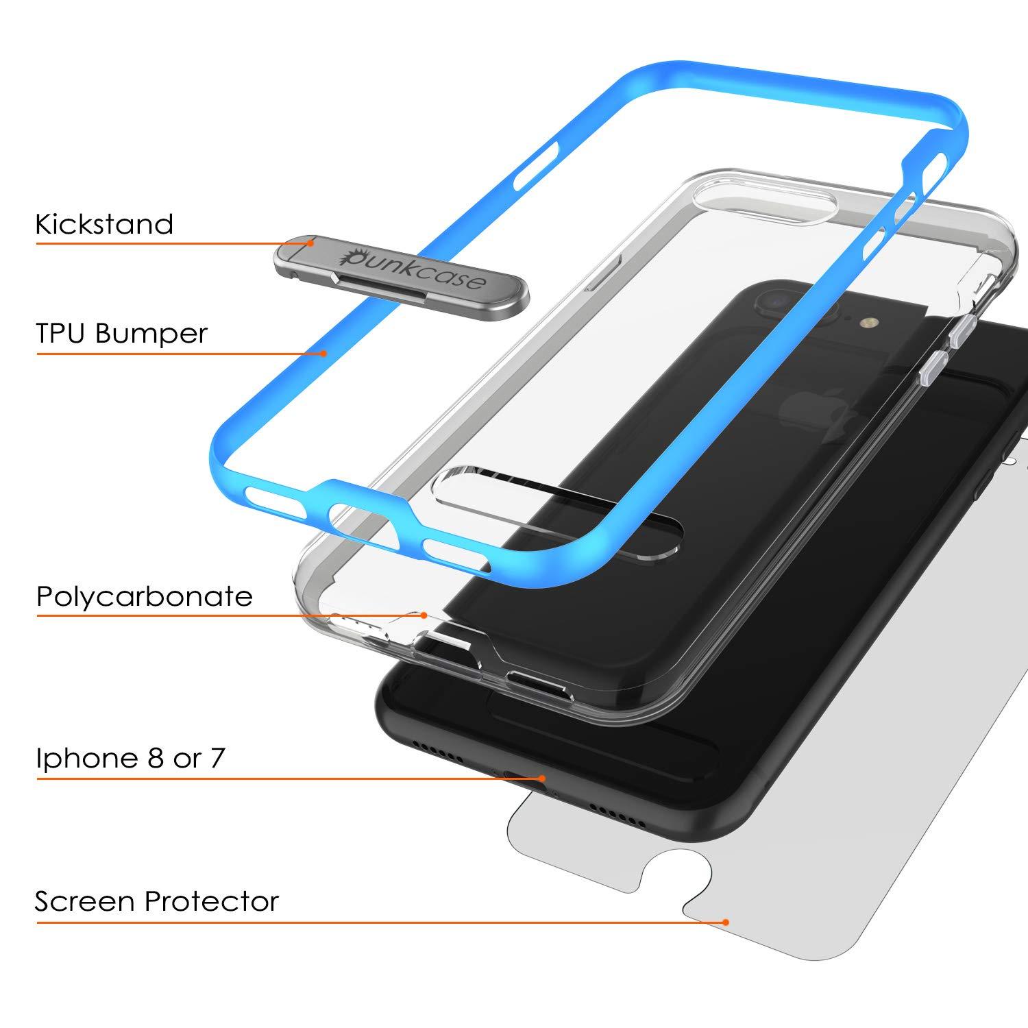PunkCase iPhone 8+ Plus Lucid 3.0 Screen Protector W/ Anti-Shock Case [Blue]