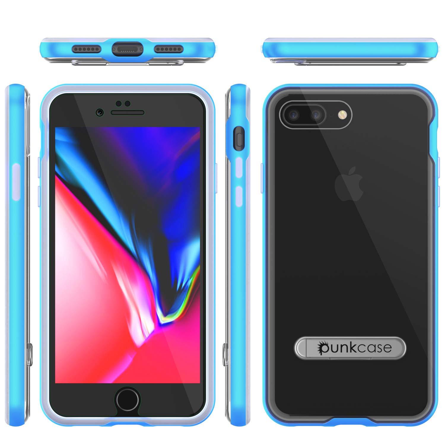 PunkCase iPhone 8+ Plus Lucid 3.0 Screen Protector W/ Anti-Shock Case [Blue]