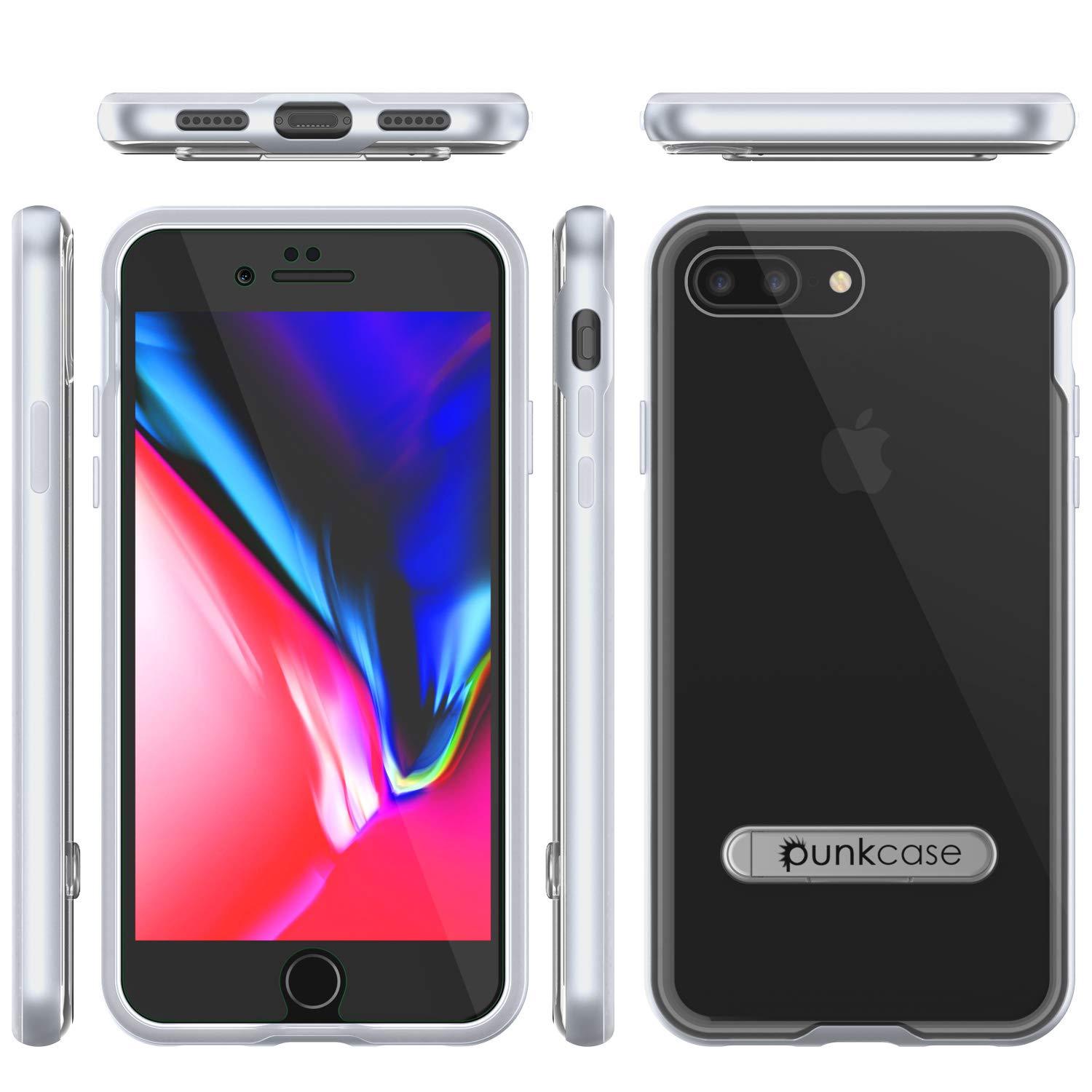 PunkCase iPhone 8+ Plus Lucid 3.0 Screen Protector W/ Anti-Shock Case [Silver]