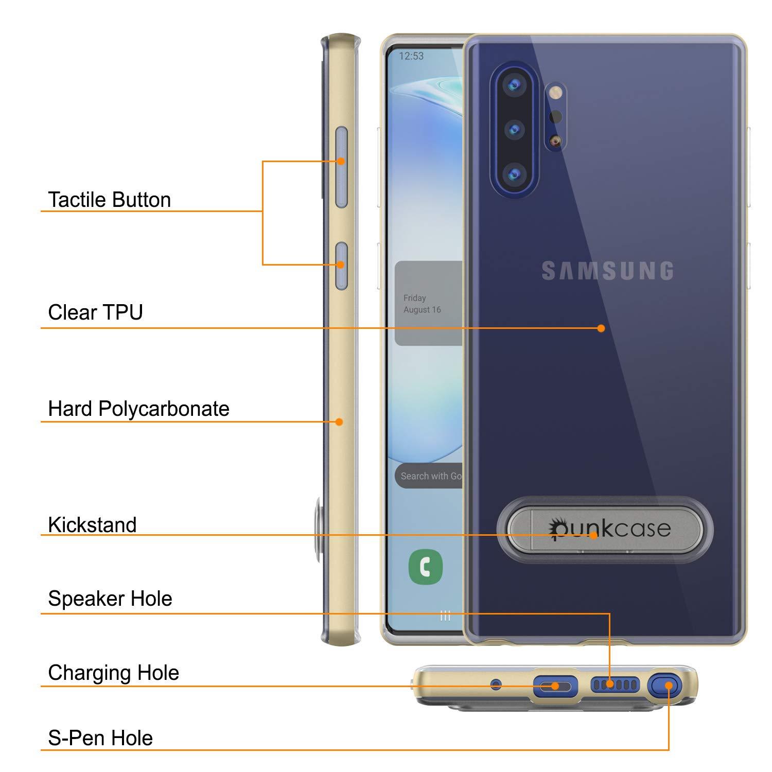 Galaxy Note 10+ Plus Lucid 3.0 PunkCase Armor Cover w/Integrated Kickstand and Screen Protector [Gold]