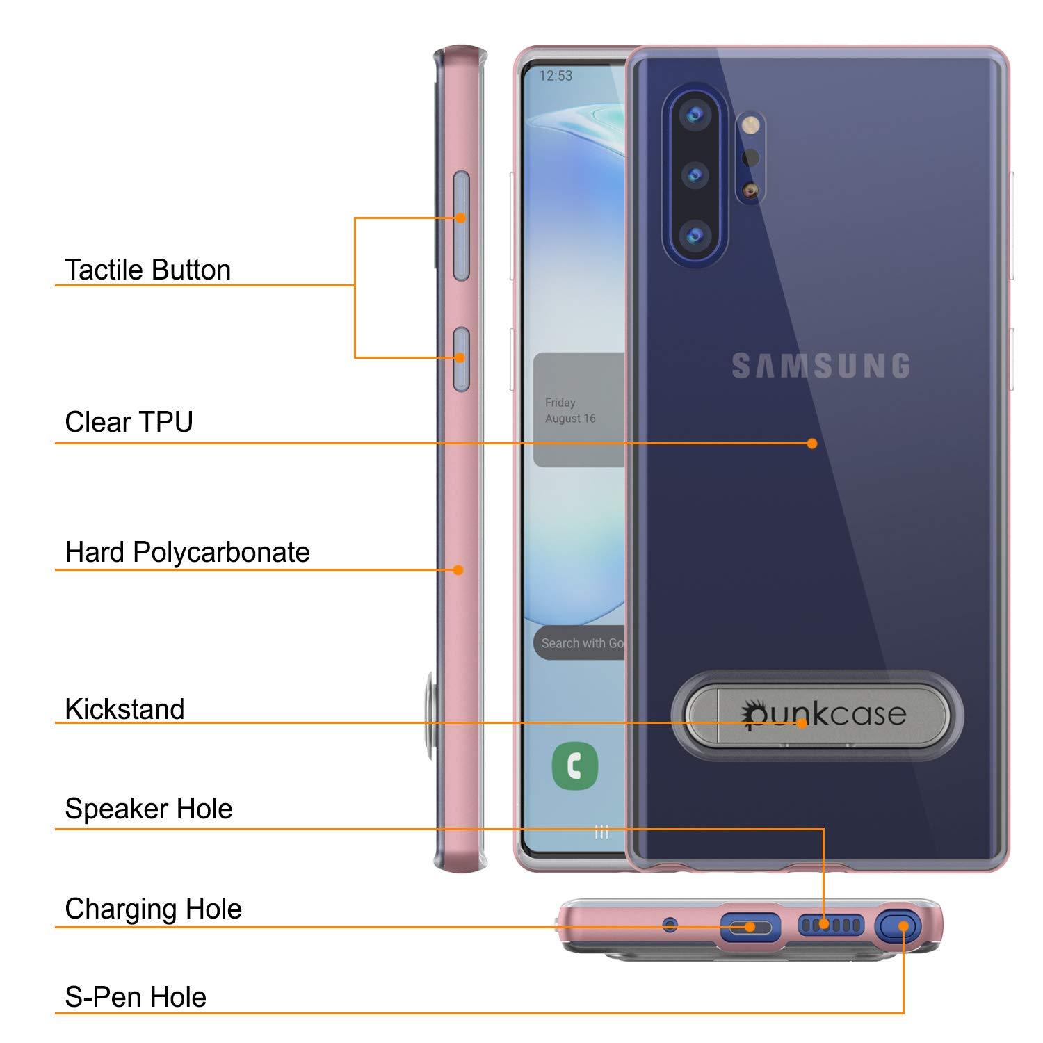 Galaxy Note 10+ Plus Lucid 3.0 PunkCase Armor Cover w/Integrated Kickstand and Screen Protector [Rose Gold]