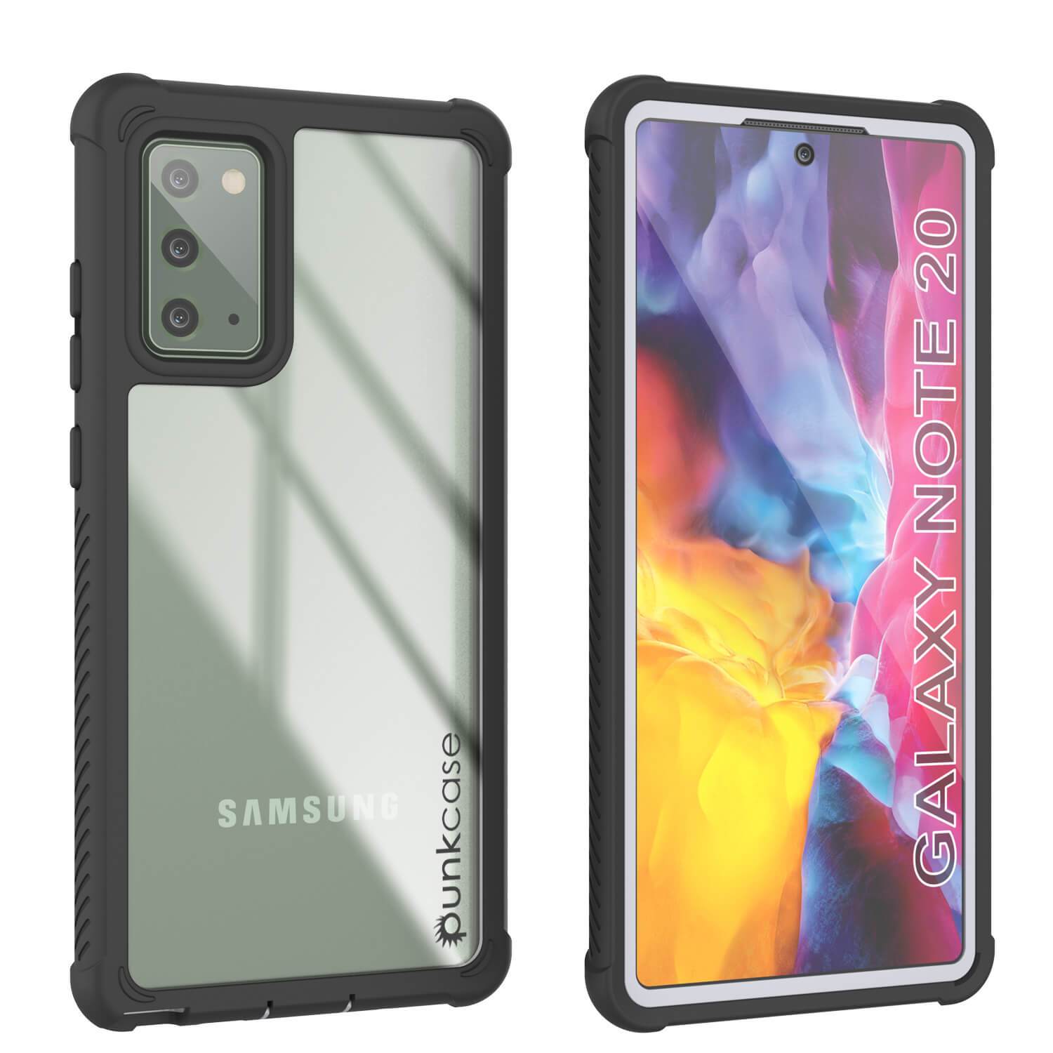 Punkcase Galaxy Note 20 Case, [Spartan Series] White Rugged Heavy Duty Cover W/Built in Screen Protector