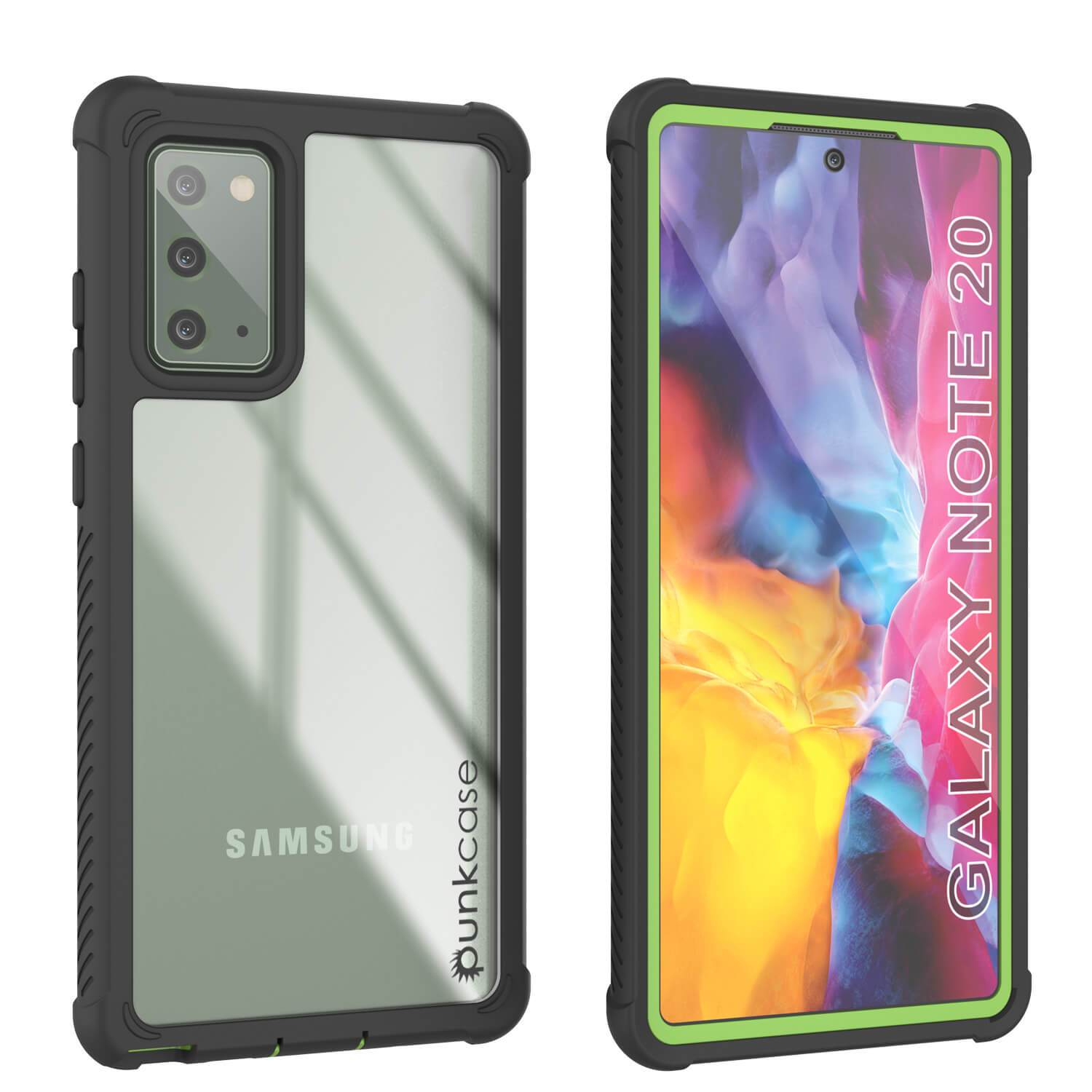 Punkcase Galaxy Note 20 Case, [Spartan Series] Light Green Rugged Heavy Duty Cover W/Built in Screen Protector