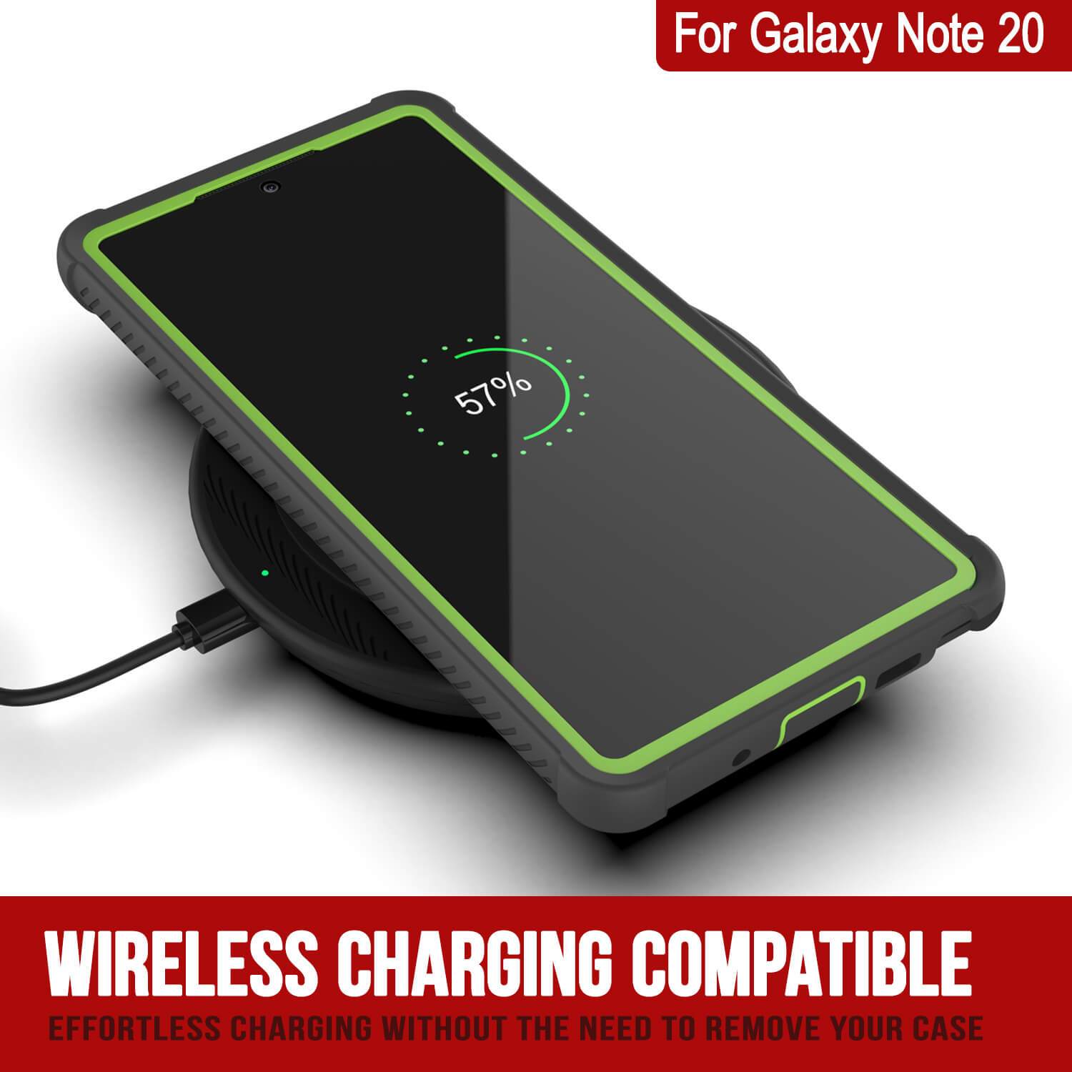 Punkcase Galaxy Note 20 Case, [Spartan Series] Light Green Rugged Heavy Duty Cover W/Built in Screen Protector