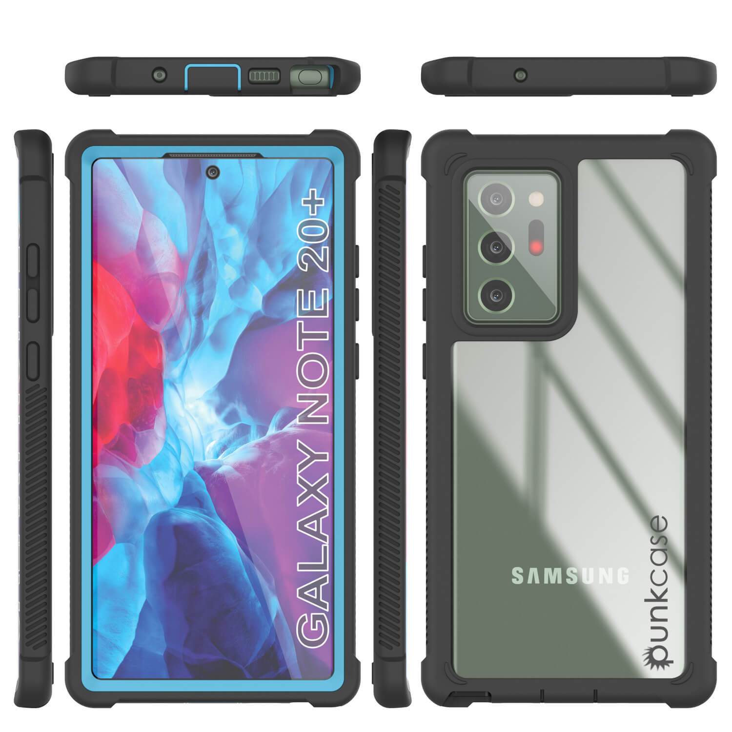 Punkcase Galaxy Note 20 Ultra Case, [Spartan Series] Light Blue Rugged Heavy Duty Cover W/Built in Screen Protector