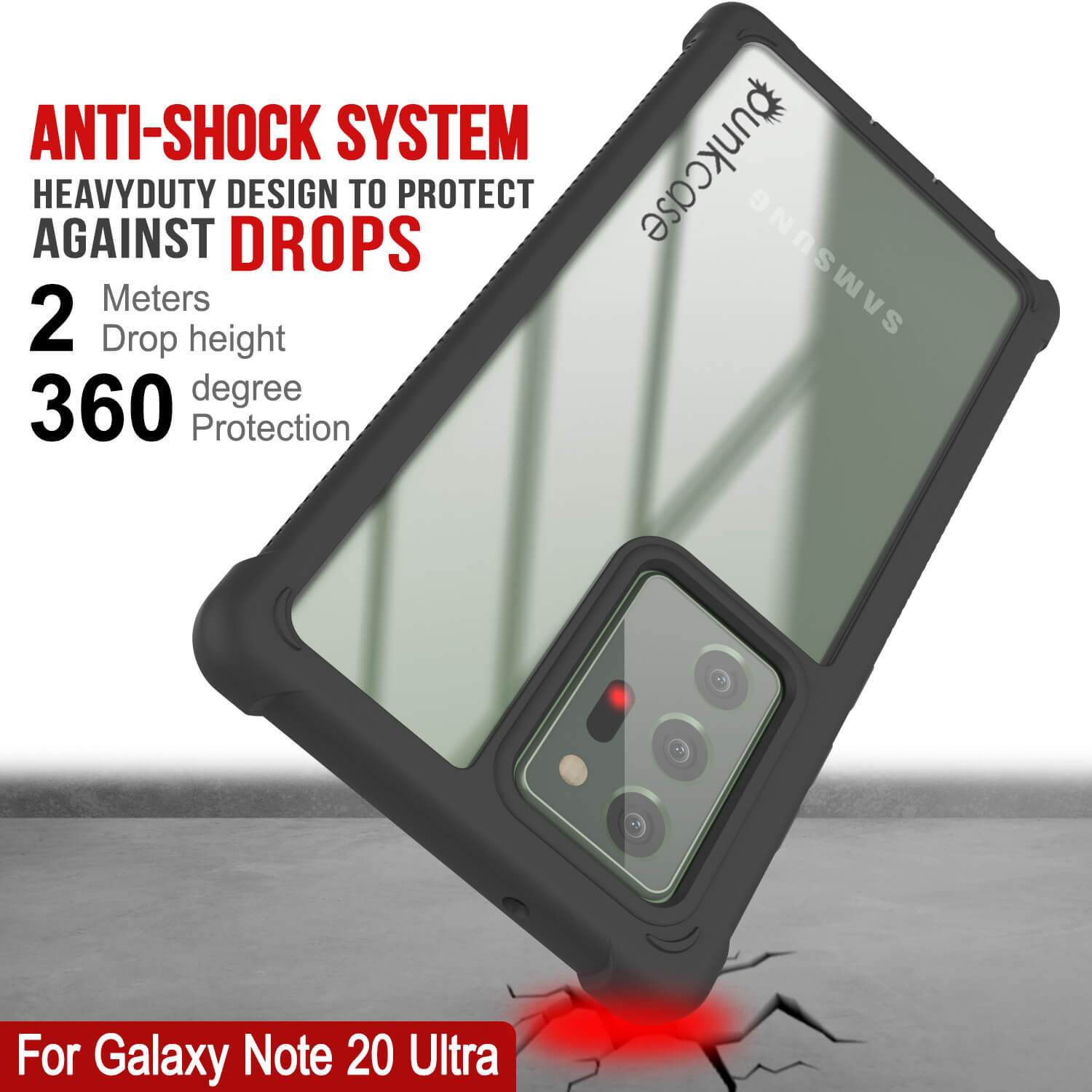 Punkcase Galaxy Note 20 Ultra Case, [Spartan Series] Black Rugged Heavy Duty Cover W/Built in Screen Protector