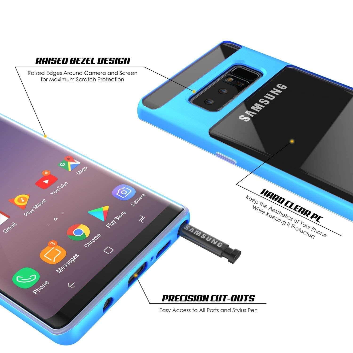 Galaxy Note 8 Case, Punkcase [LUCID 3.0 Series] Armor Cover [BLUE]