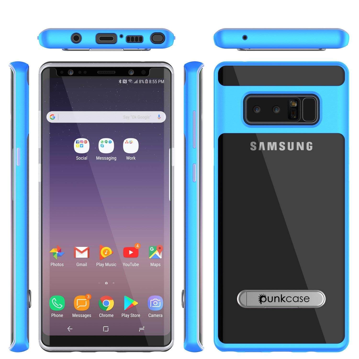 Galaxy Note 8 Case, Punkcase [LUCID 3.0 Series] Armor Cover [BLUE]