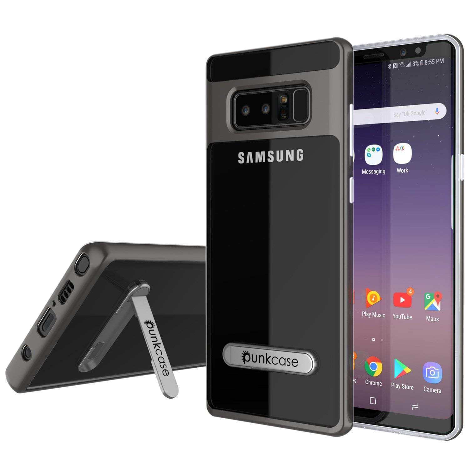 Galaxy Note 8 Case, Punkcase [LUCID 3.0 Series] Armor Cover [Grey]