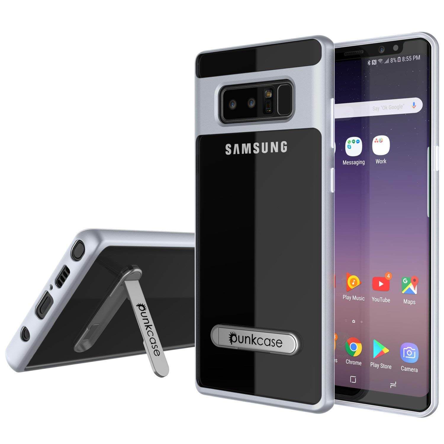 Galaxy Note 8 Case, Punkcase [LUCID 3.0 Series] Armor Cover [SILVER]