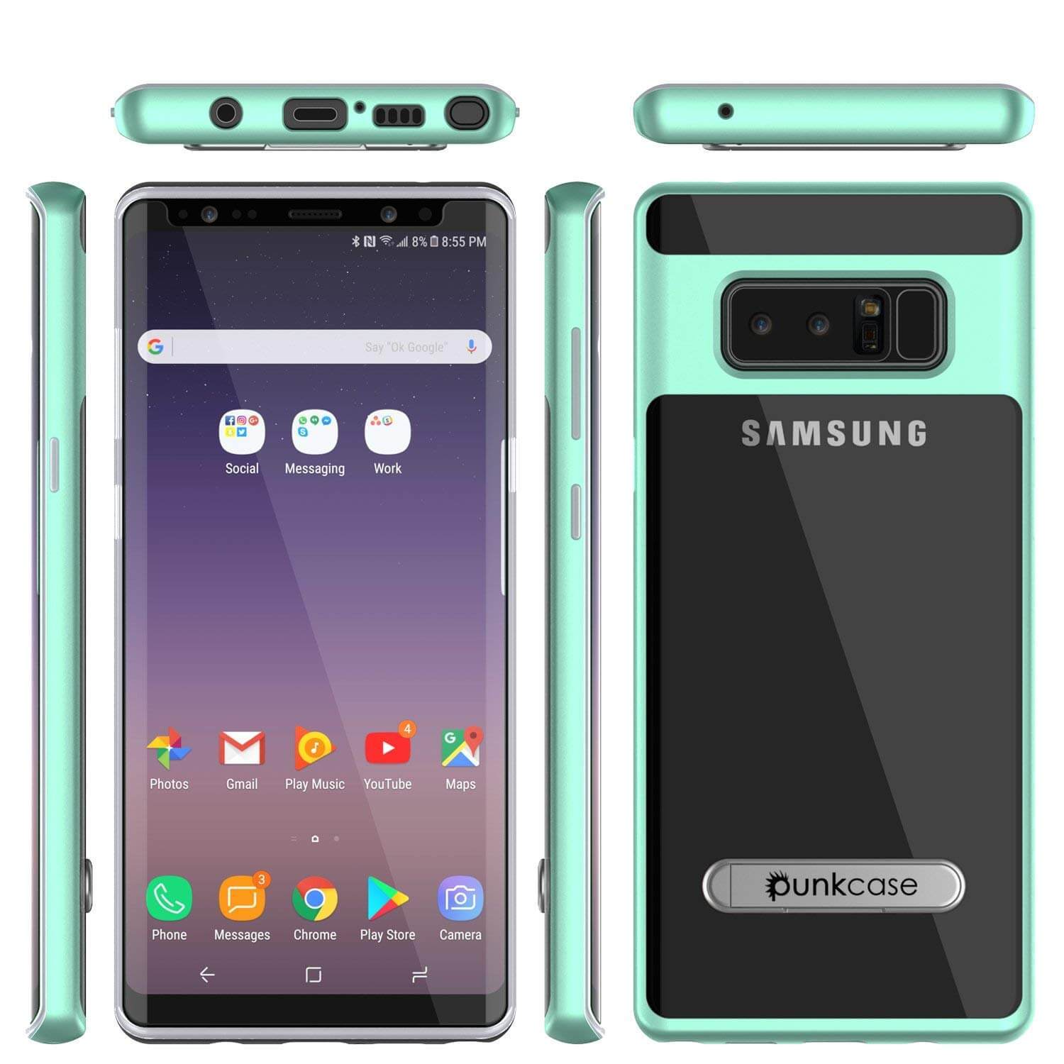 Galaxy Note 8 Case, Punkcase [LUCID 3.0 Series] Armor Cover [TEAL]