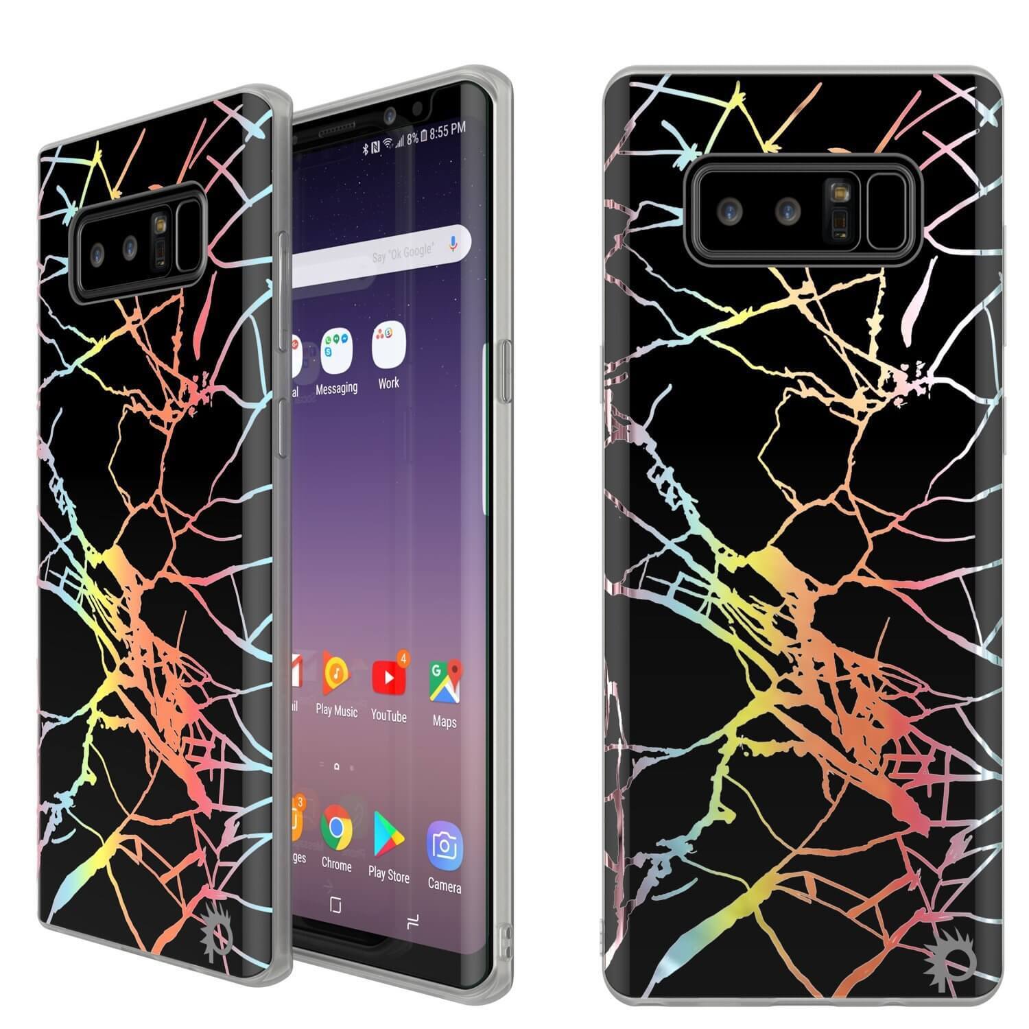 Galaxy Note 8 Marble Case, Protective Full Body Cover [BLACK MIRAGE]